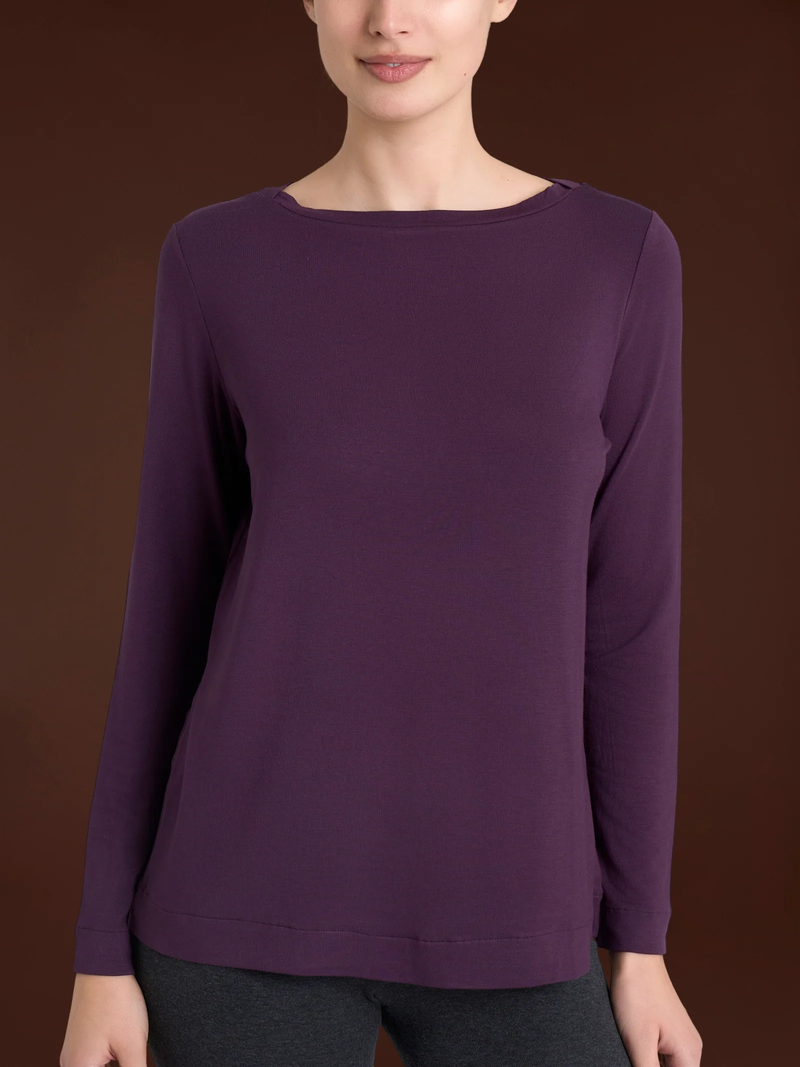 Maglietta con collo a barchetta in Eco Viscosa - Plum Perfect