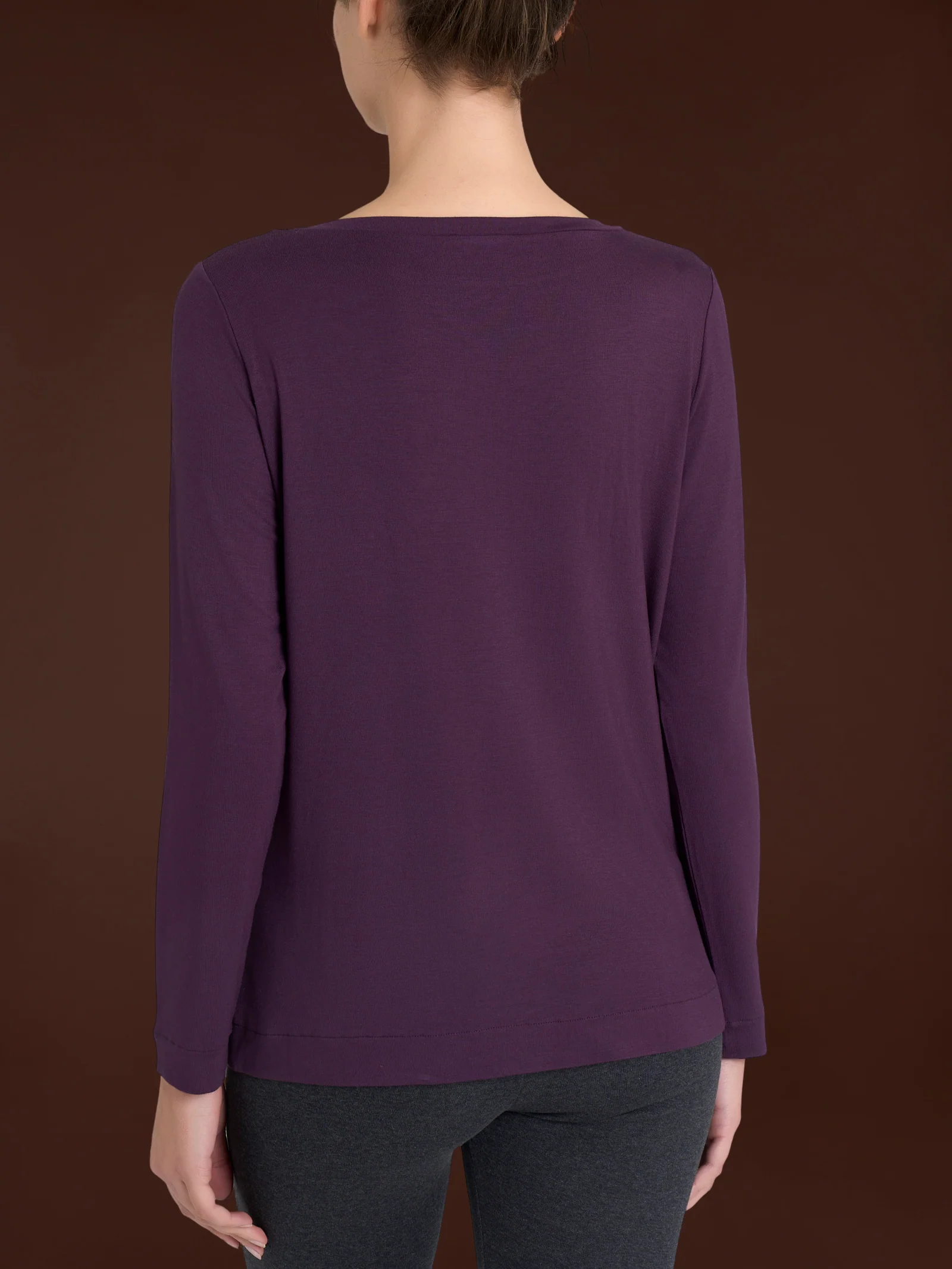Maglietta con collo a barchetta in Eco Viscosa - Plum Perfect - Image 2