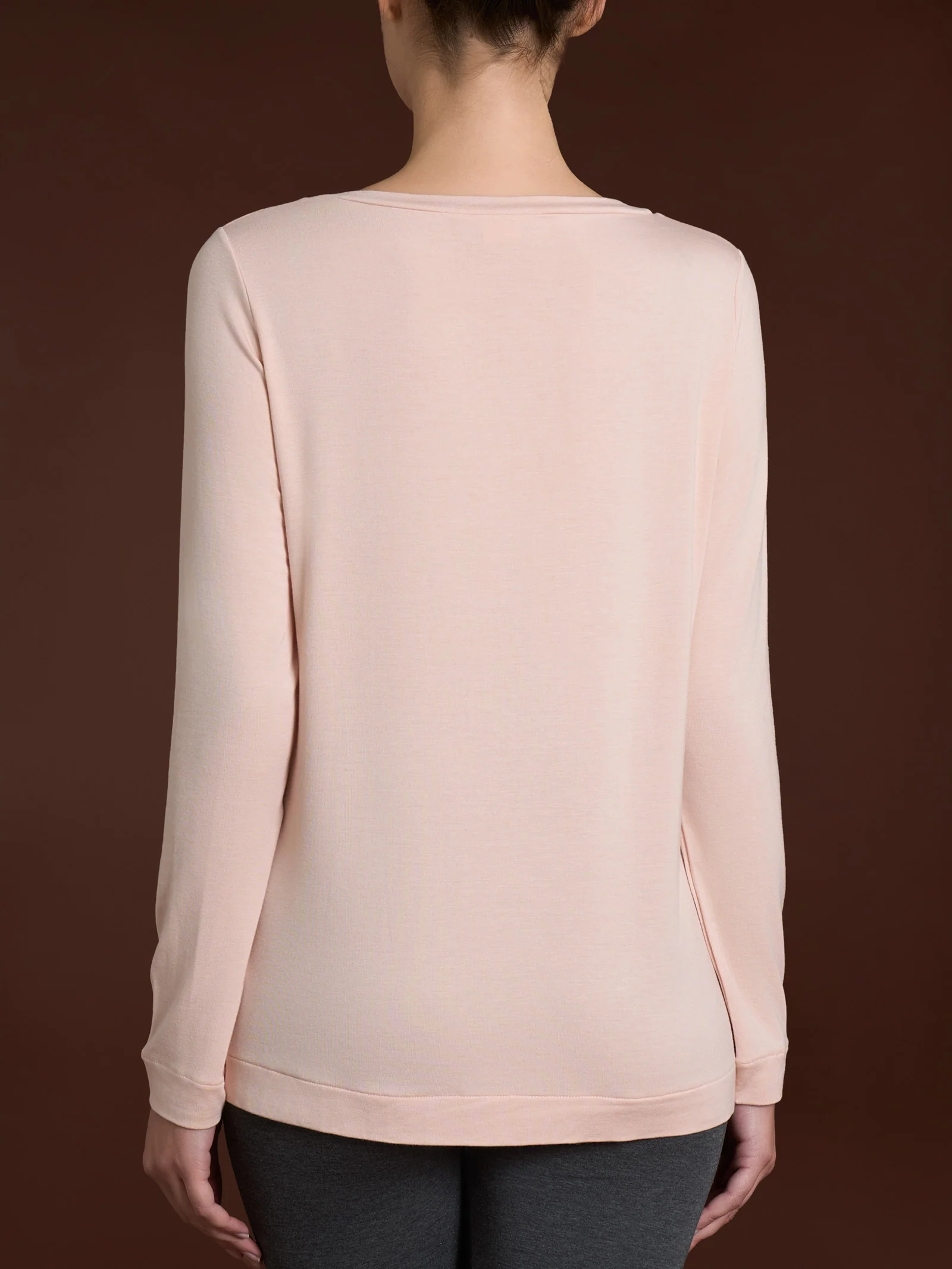 Maglietta con collo a barchetta in Eco Viscosa - Cameo Rose - Image 2
