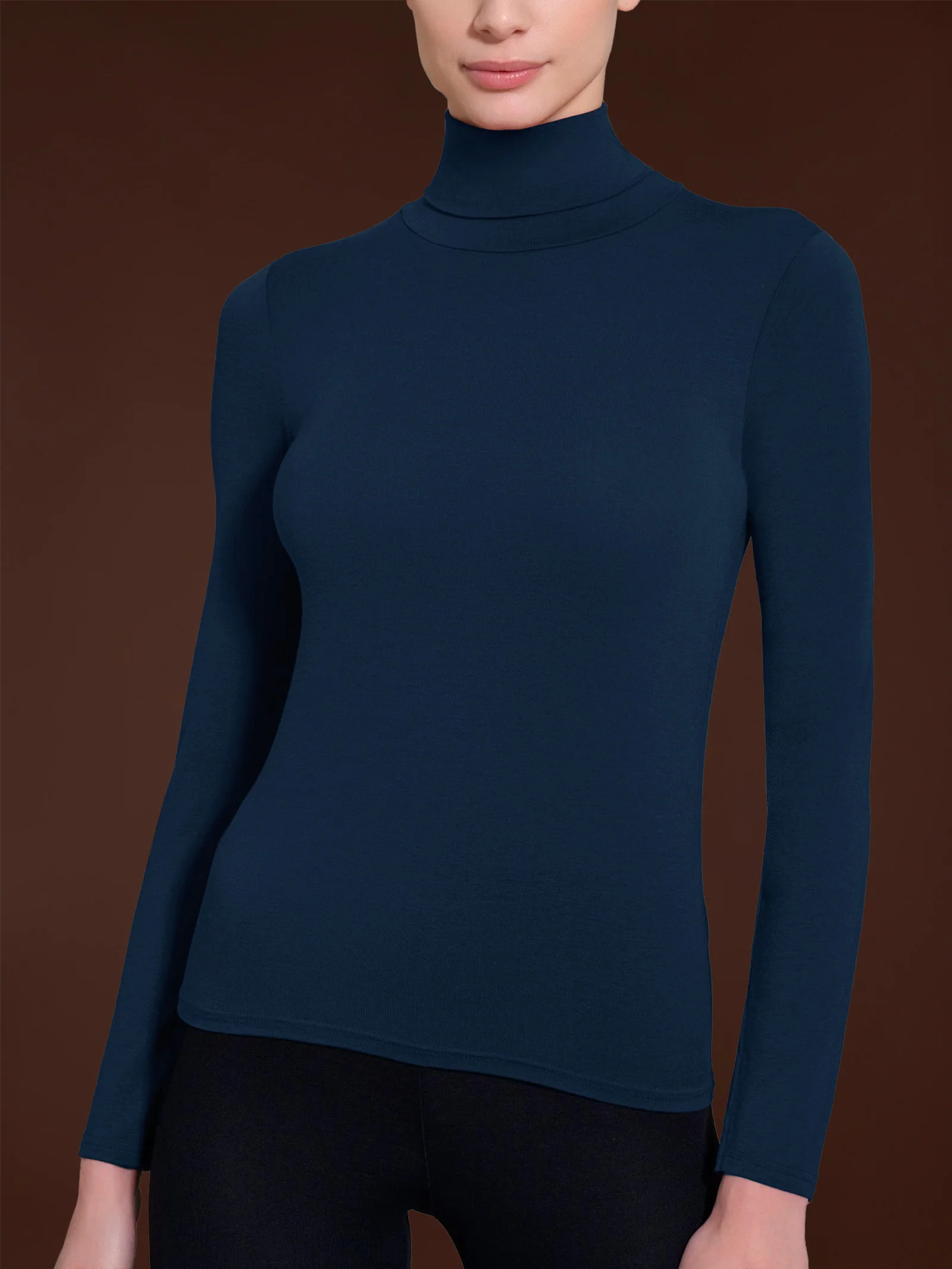 Maglietta con collo dolcevita in filato Tenderwool - Bleu - Image 2