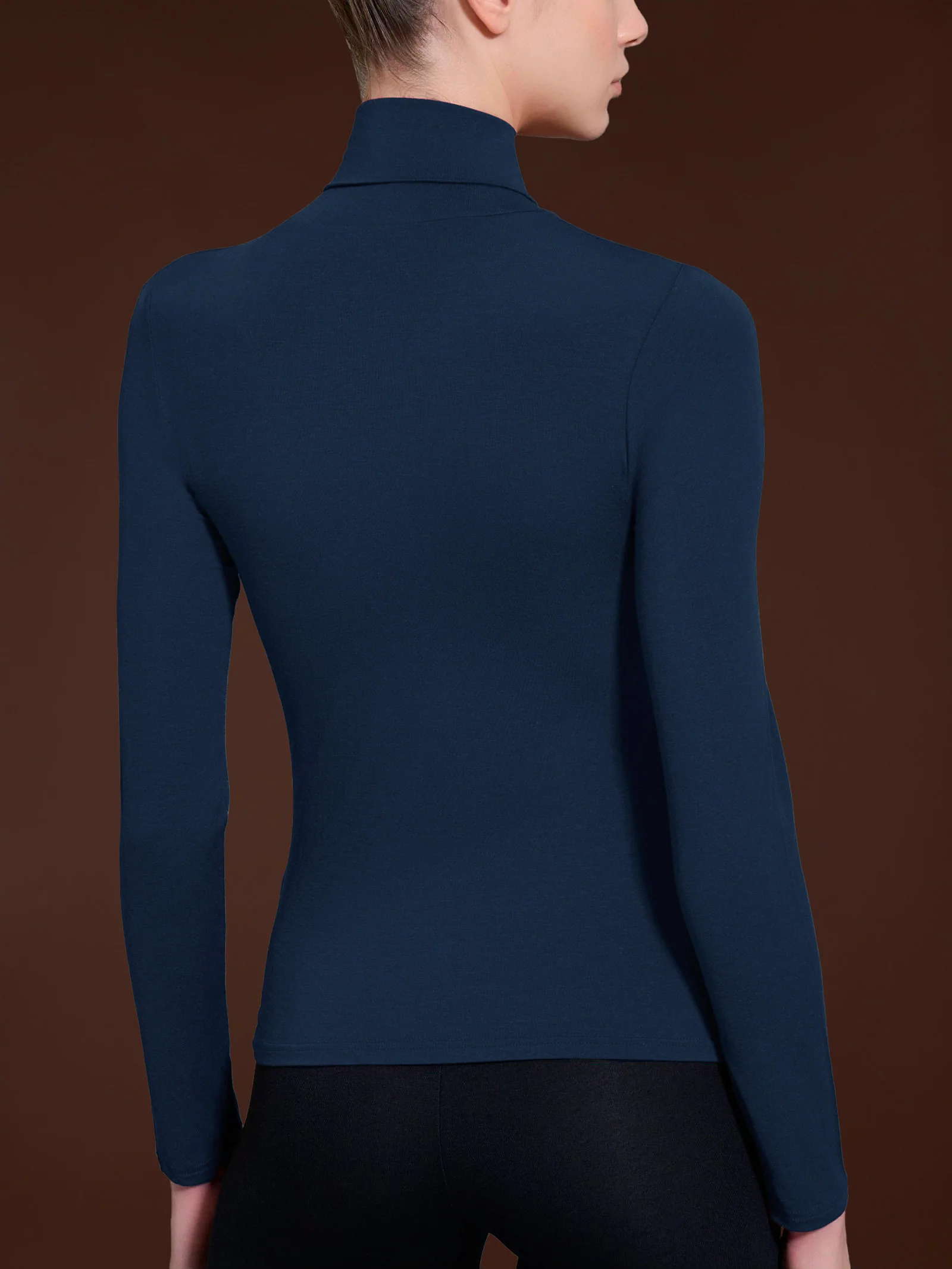 Maglietta con collo dolcevita in filato Tenderwool - Bleu - Image 3