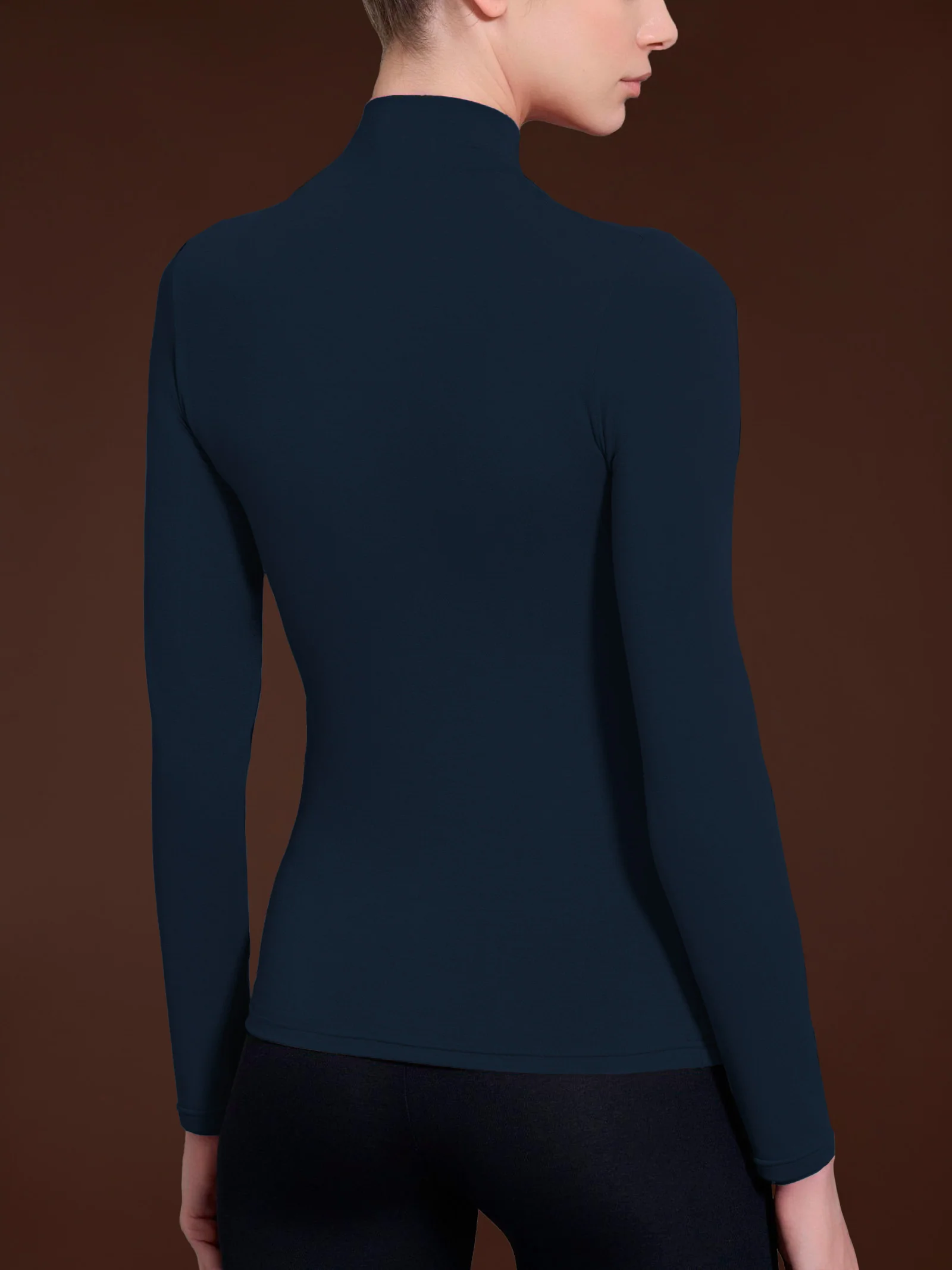 Maglietta con collo lupetto in filato Tenderwool - Bleu - Image 2