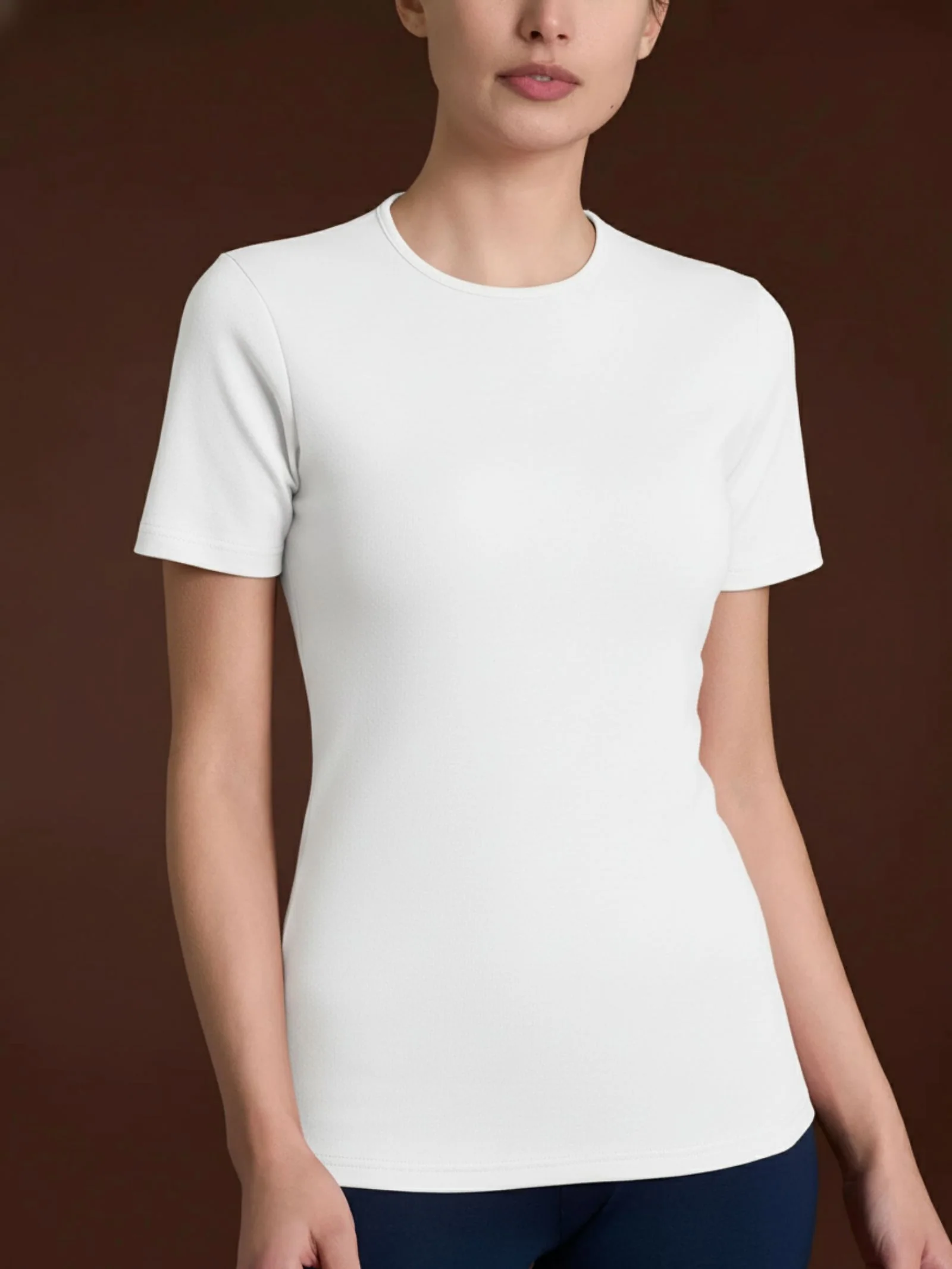 Maglietta con girocollo chiuso in Thermo Cotton - Bianco