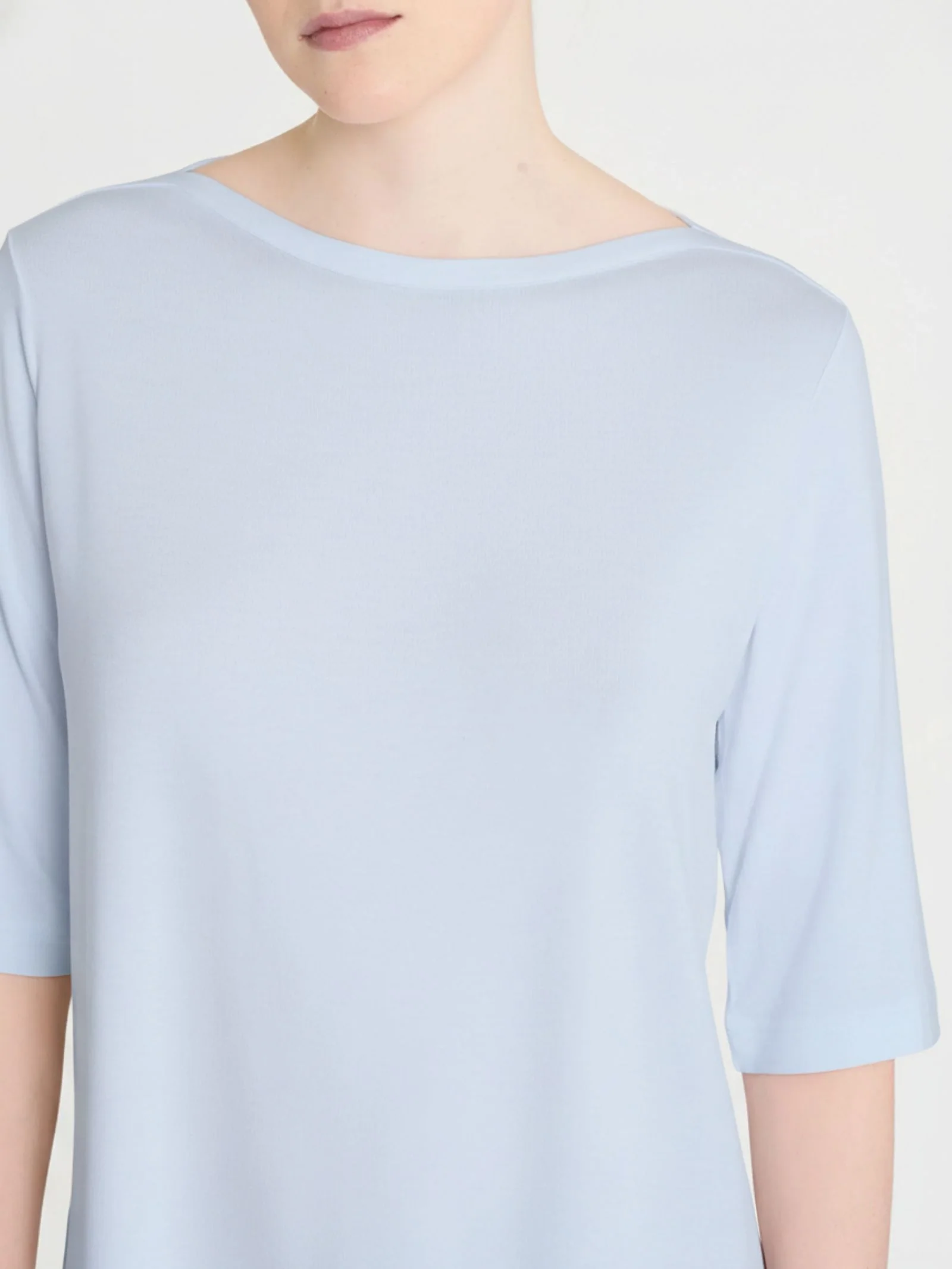 Maglietta con manica 3/4 in misto viscosa - Dusty Blue - Image 3