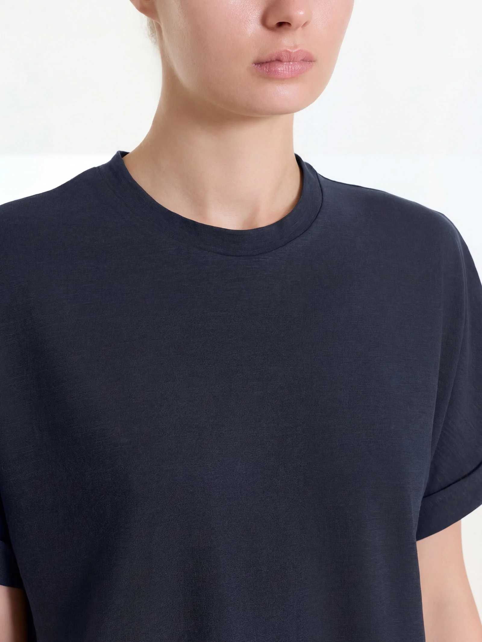Maglietta con manica over in Slub Jersey - Bleu - Image 3
