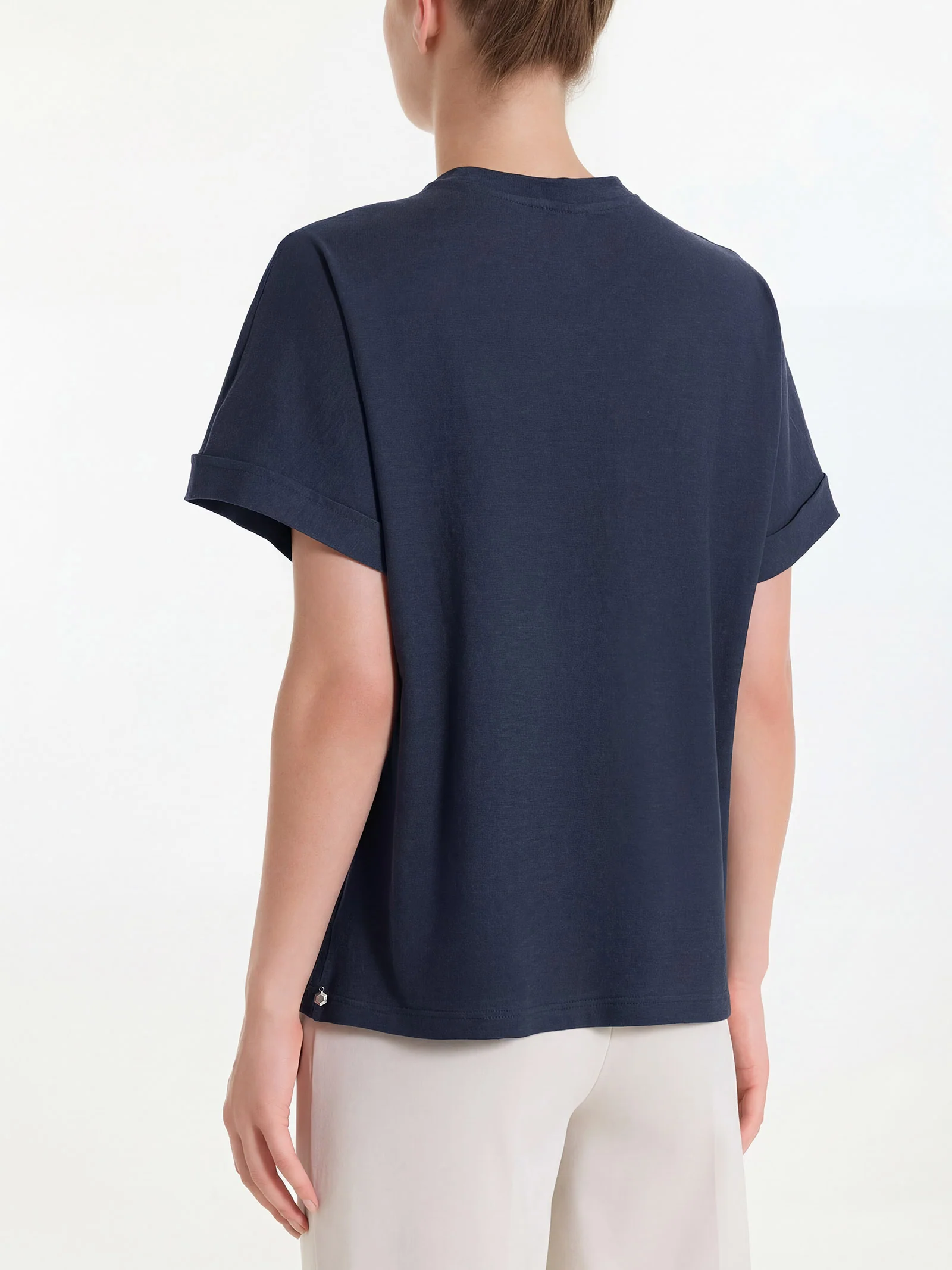 Maglietta con manica over in Slub Jersey - Bleu - Image 4