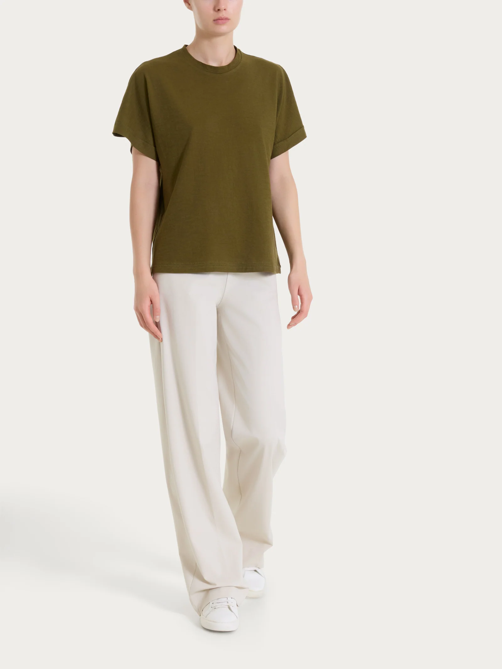 Maglietta con manica over in Slub Jersey - Dark Olive - Image 5