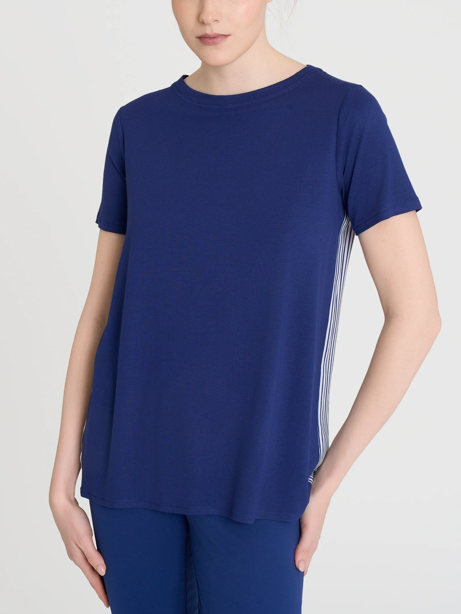 Maglietta con retro con stripes in Viscosa Summer - Fant. Blueberry