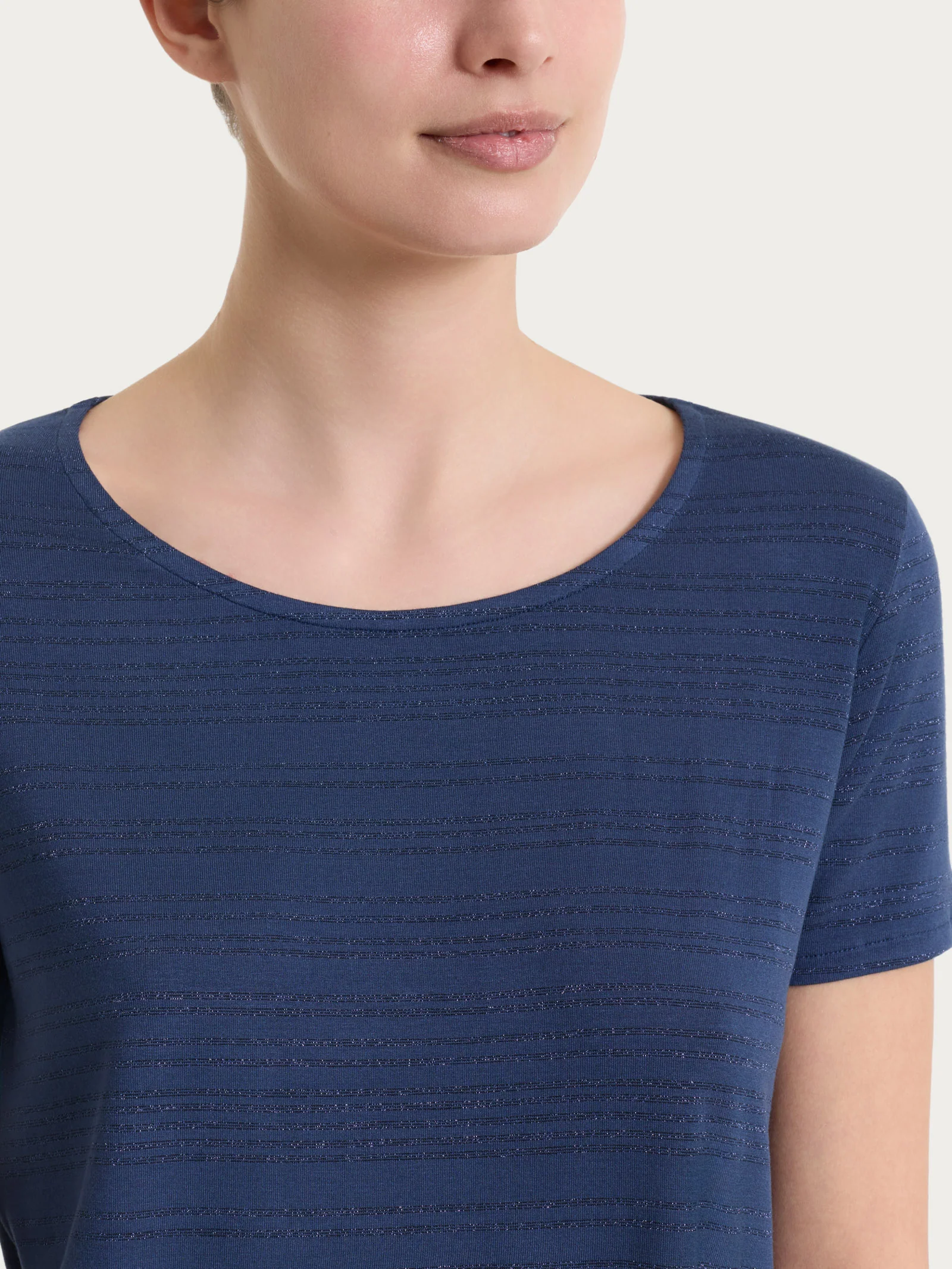 Maglietta con righe orizzontali alternate in Viscosa Summer e Lurex - Fant. Oceana - Image 4