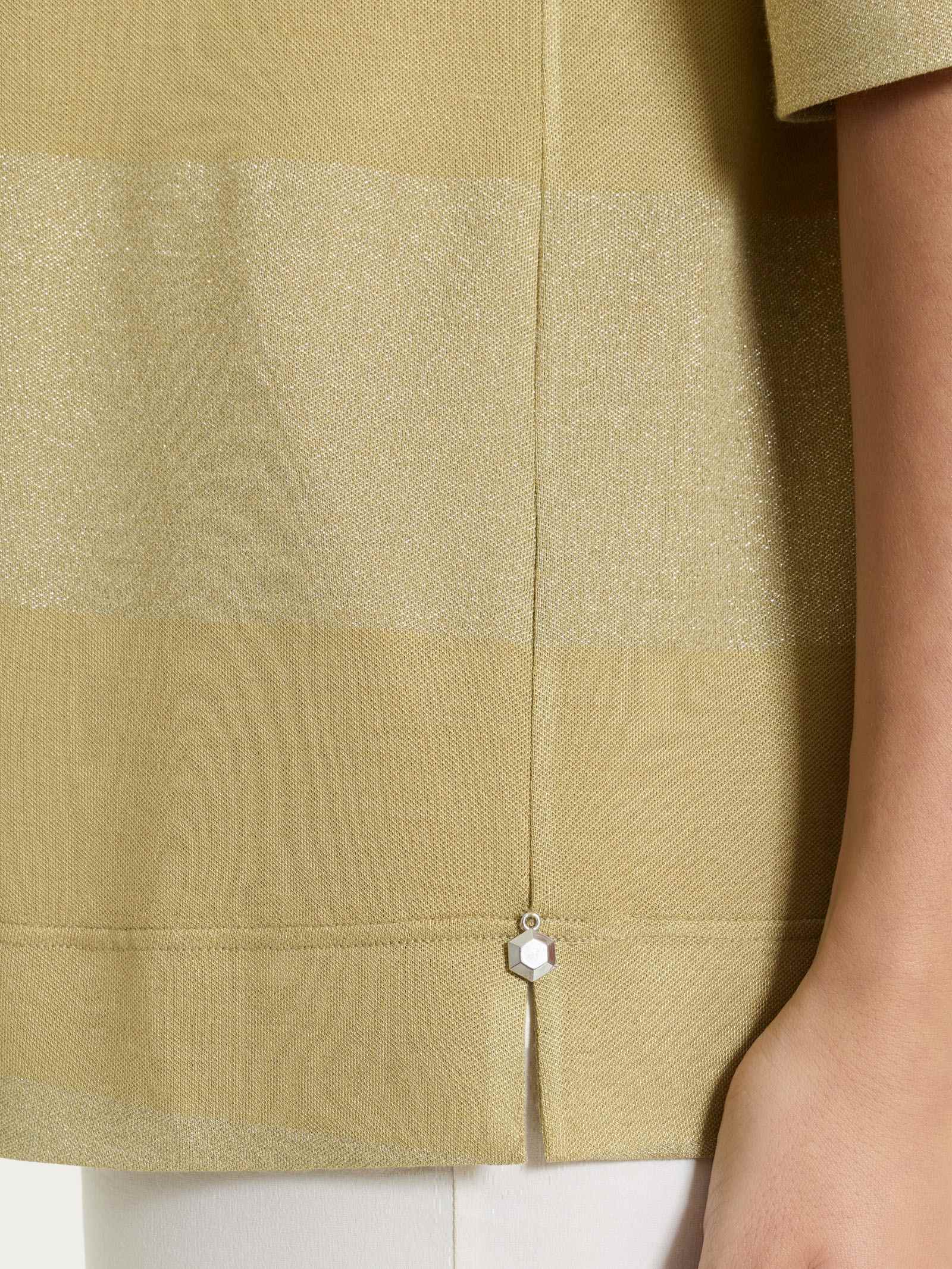 Maglietta con scollo a barchetta e macro righe in Summer Light e Lurex - Fant. Khaki - Image 6