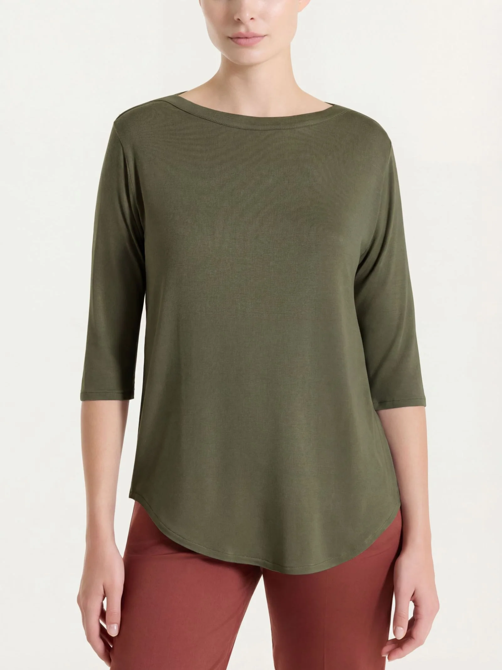 Maglietta con scollo a barchetta in Viscosa Summer - Dark Olive
