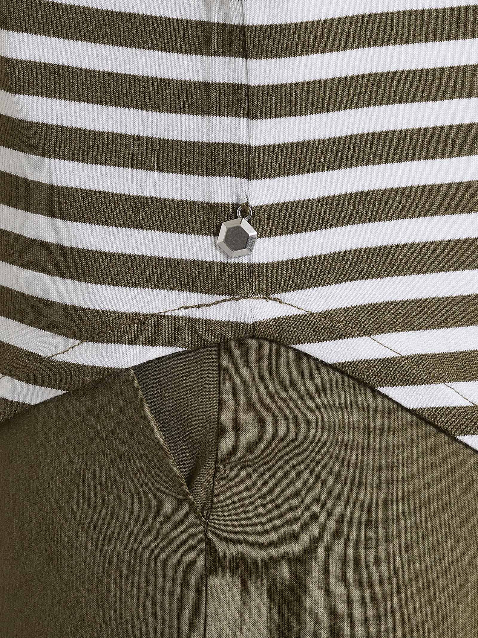 Maglietta con scollo a V a righe in Viscosa Summer - Fant. Dark Olive riga pari - Image 3
