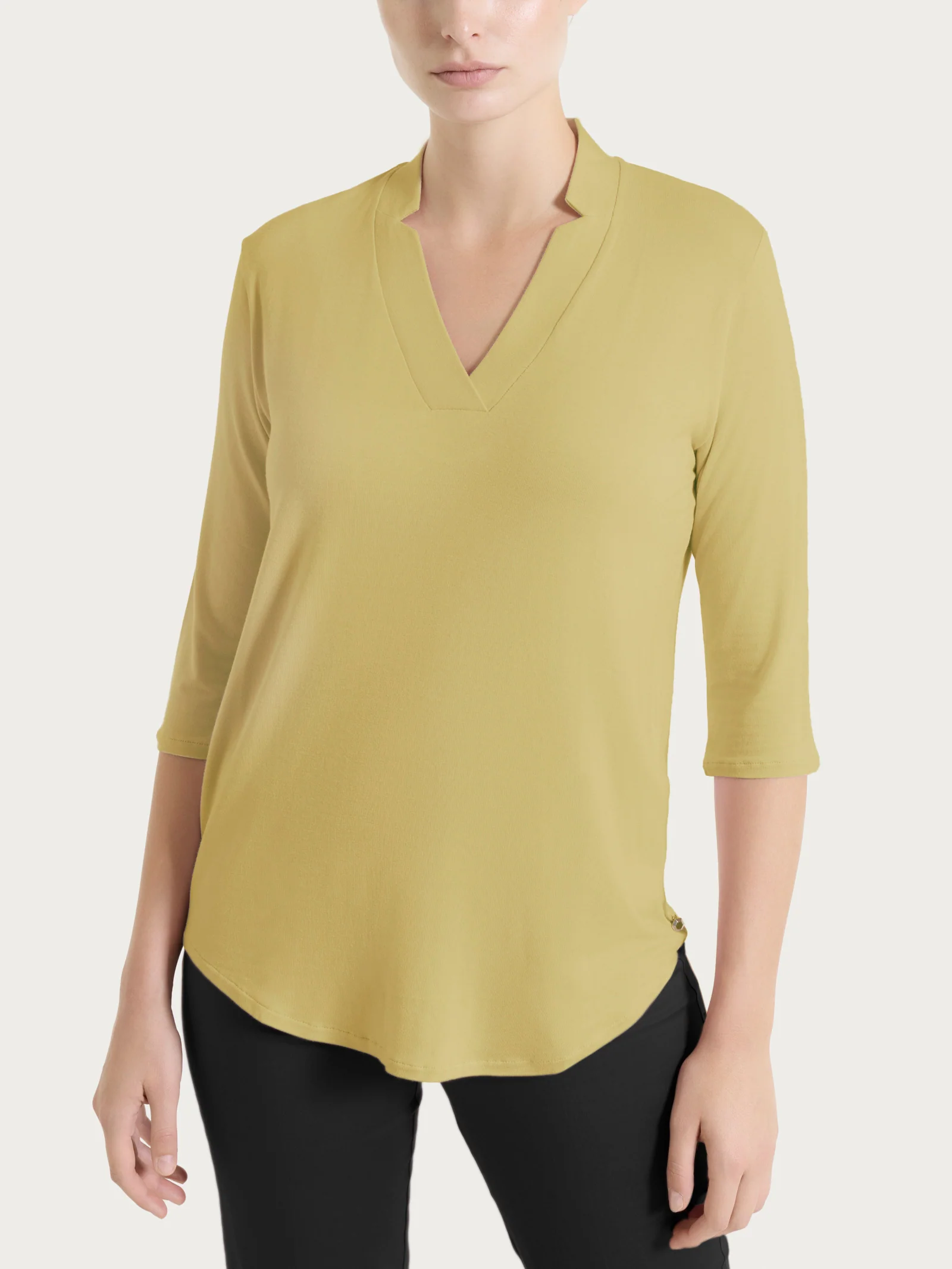 Maglietta con scollo a V in Viscosa Summer - Khaki