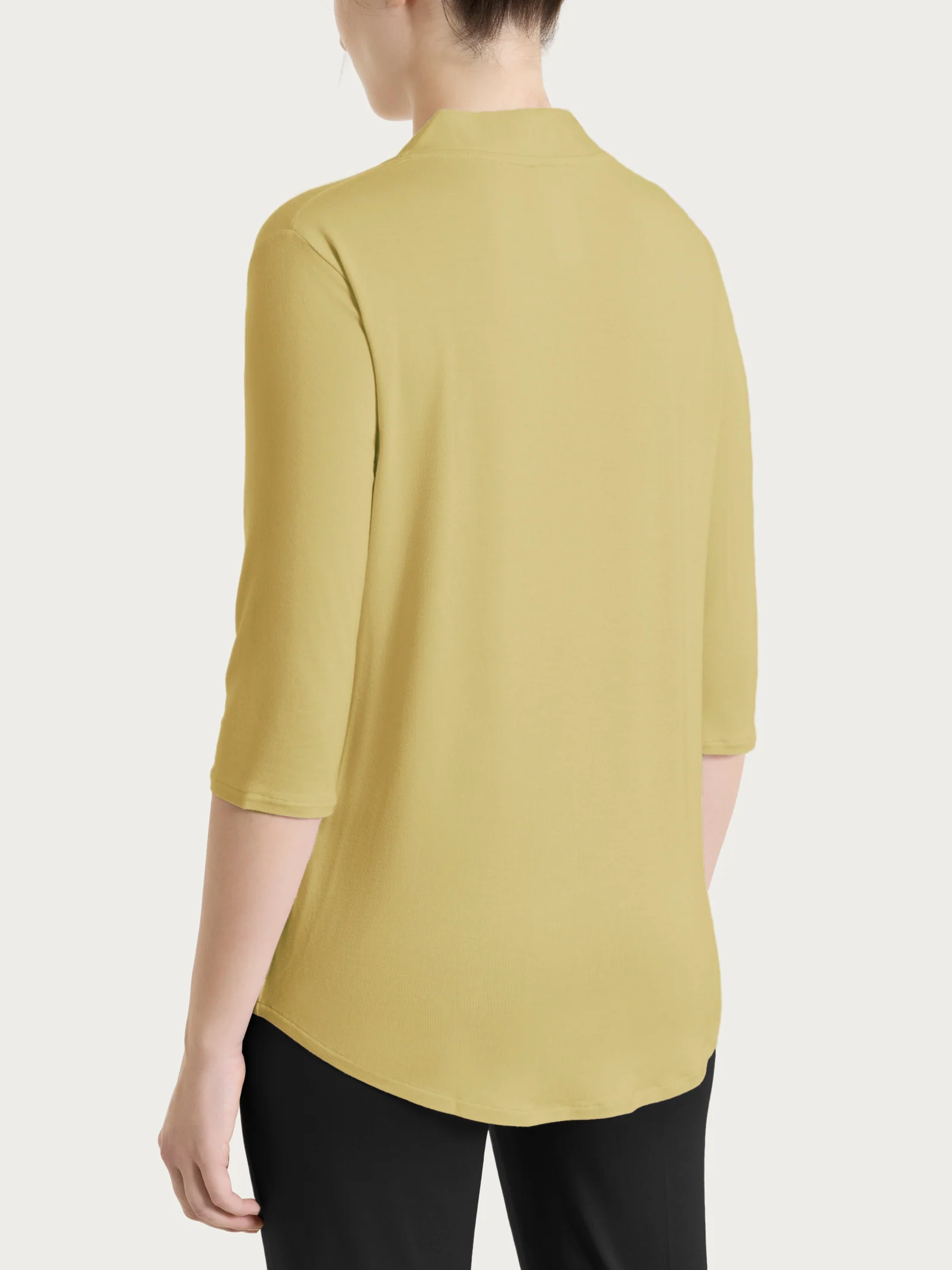 Maglietta con scollo a V in Viscosa Summer - Khaki - Image 2