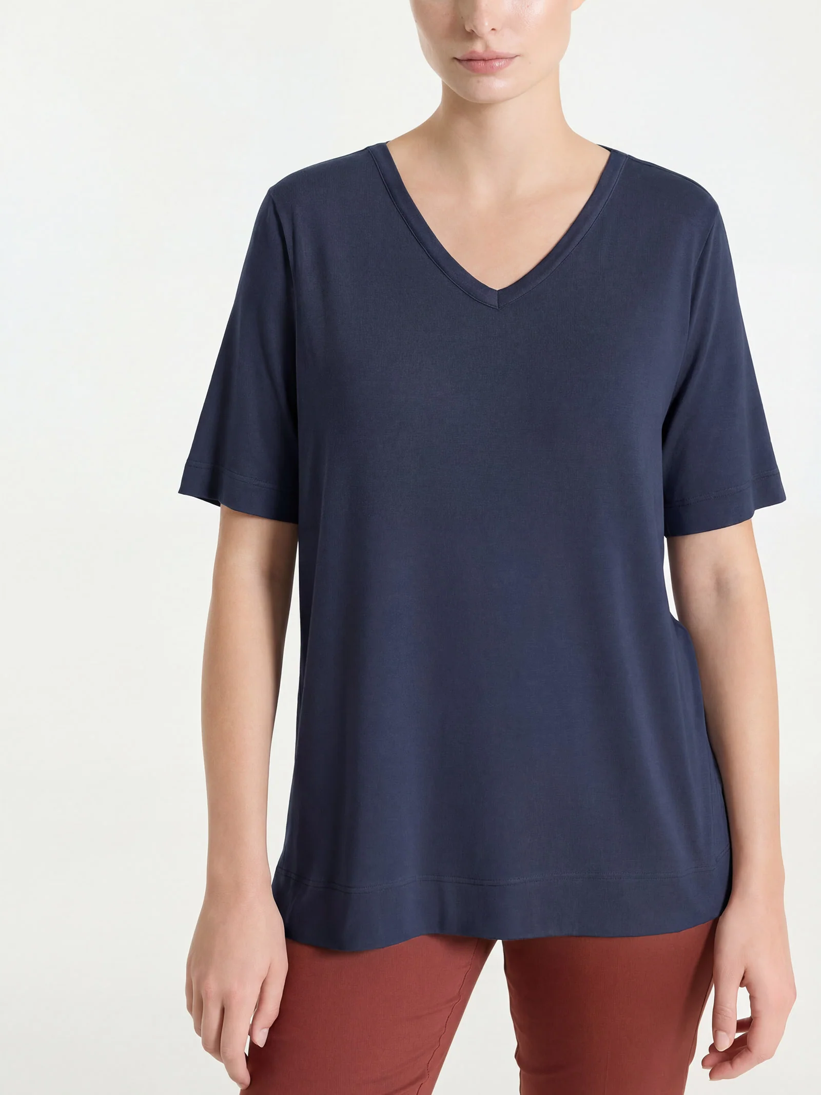 Maglietta con scollo a V in Viscosa Summer - Bleu