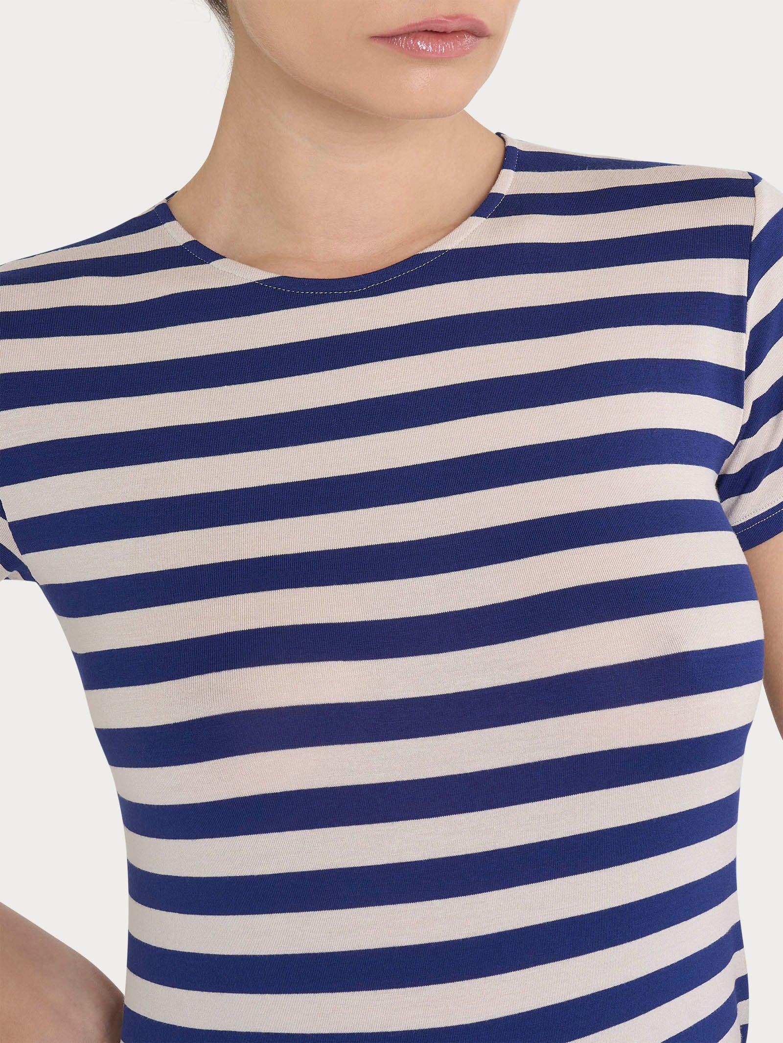 Maglietta con stripes e maniche corte in Viscosa Summer - Fant. Blueberry Riga Pari - Image 3