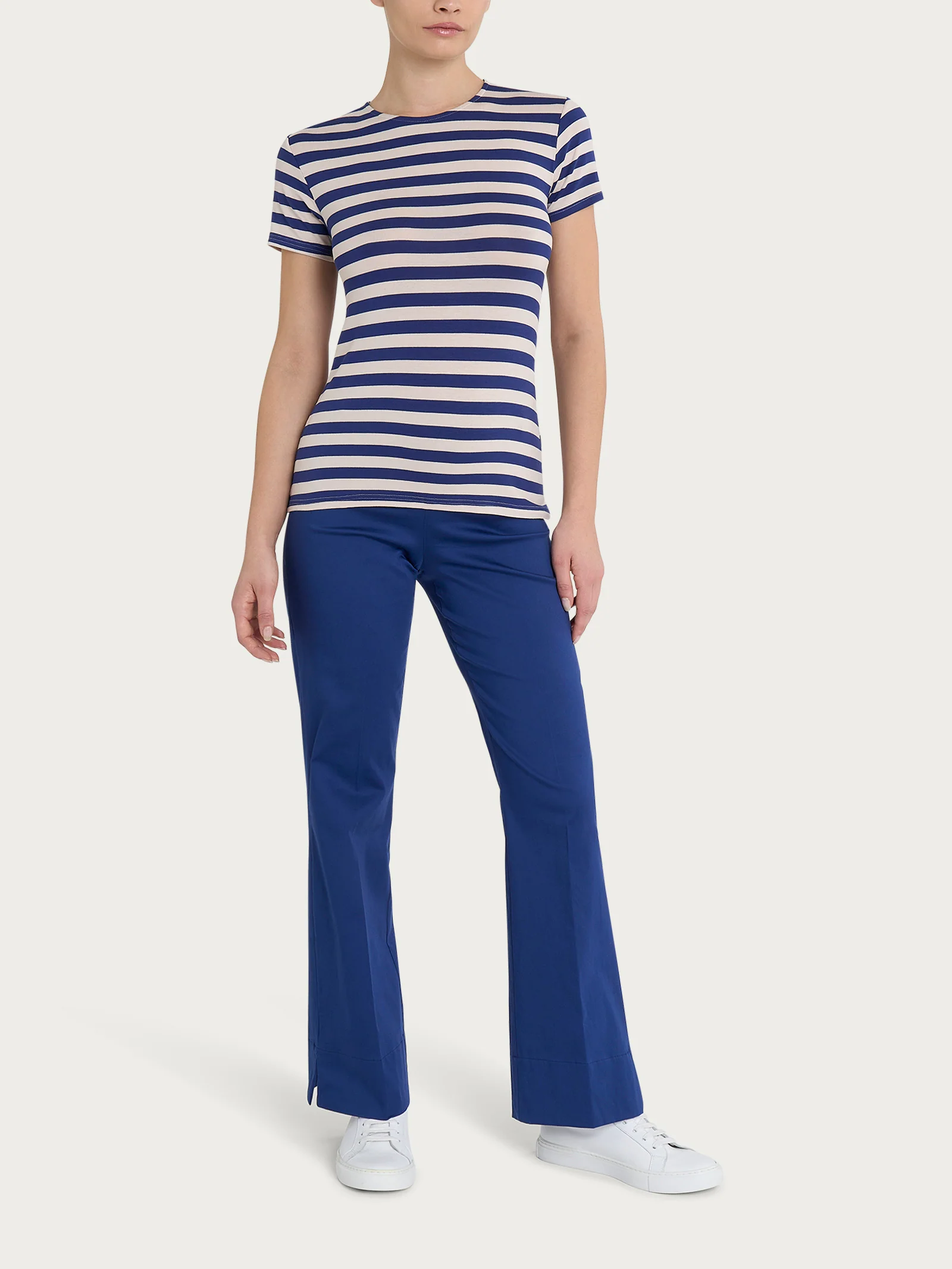 Maglietta con stripes e maniche corte in Viscosa Summer - Fant. Blueberry Riga Pari - Image 4