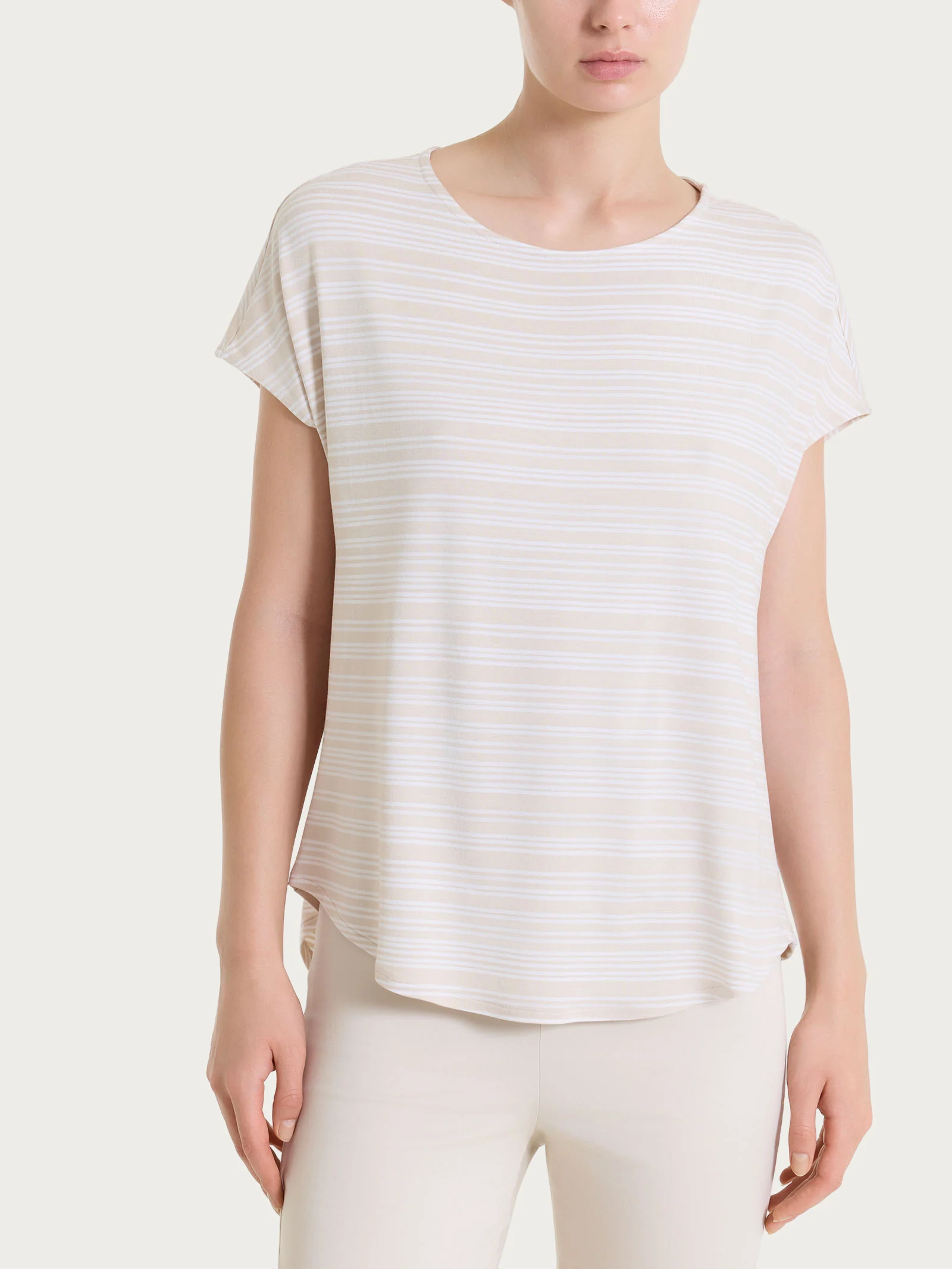 Maglietta girocollo a righe alternate in Viscosa Summer - Fant.Champignon
