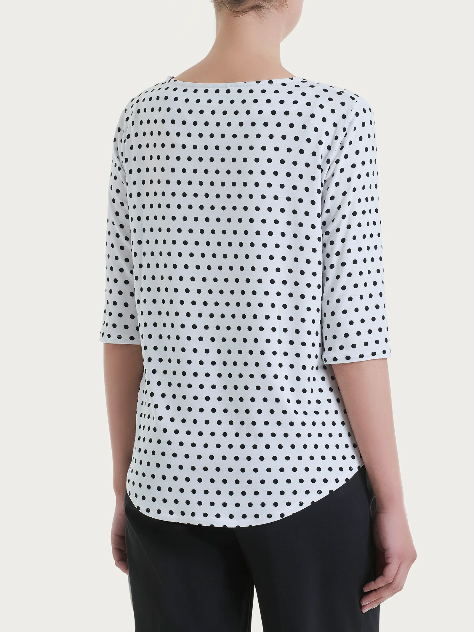 Maglietta girocollo con dots in Viscosa Summer - Fant.Bianco - Image 2
