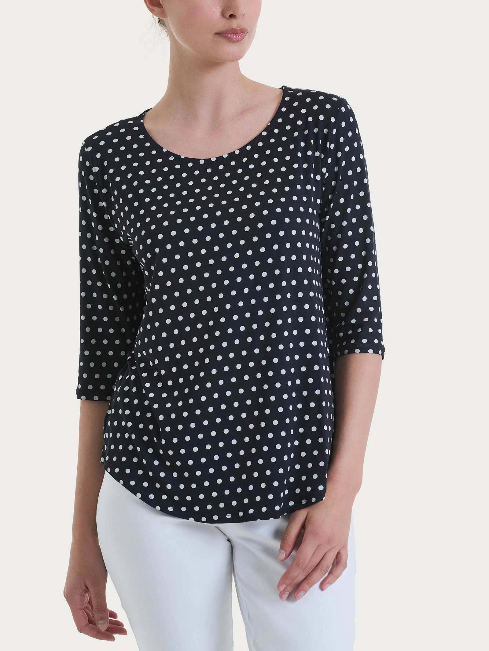 Maglietta girocollo con dots in Viscosa Summer - Fant.Bleu