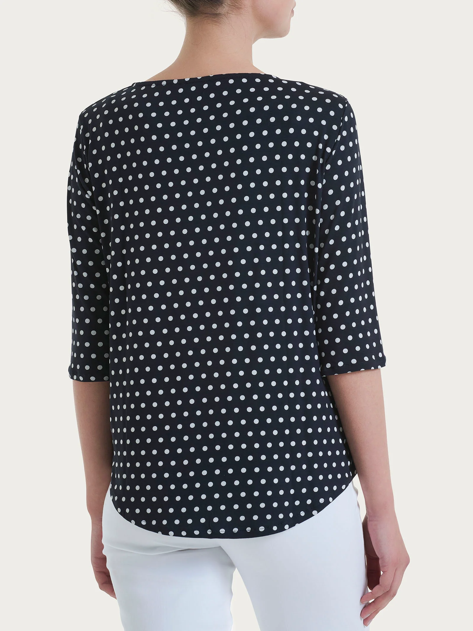 Maglietta girocollo con dots in Viscosa Summer - Fant.Bleu - Image 2