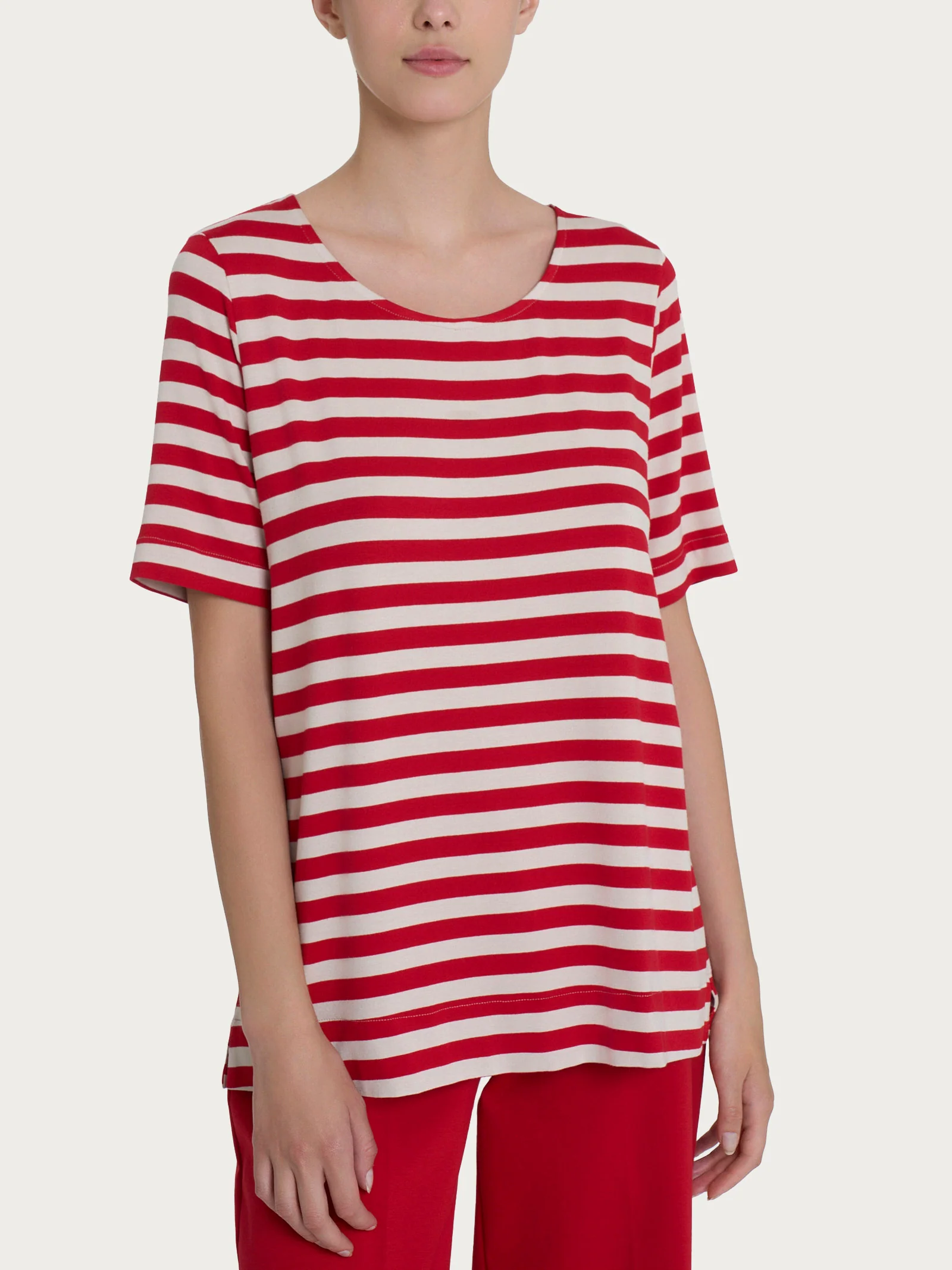 Maglietta girocollo con stripes in Viscosa Summer - Fant. Salsa Riga Pari