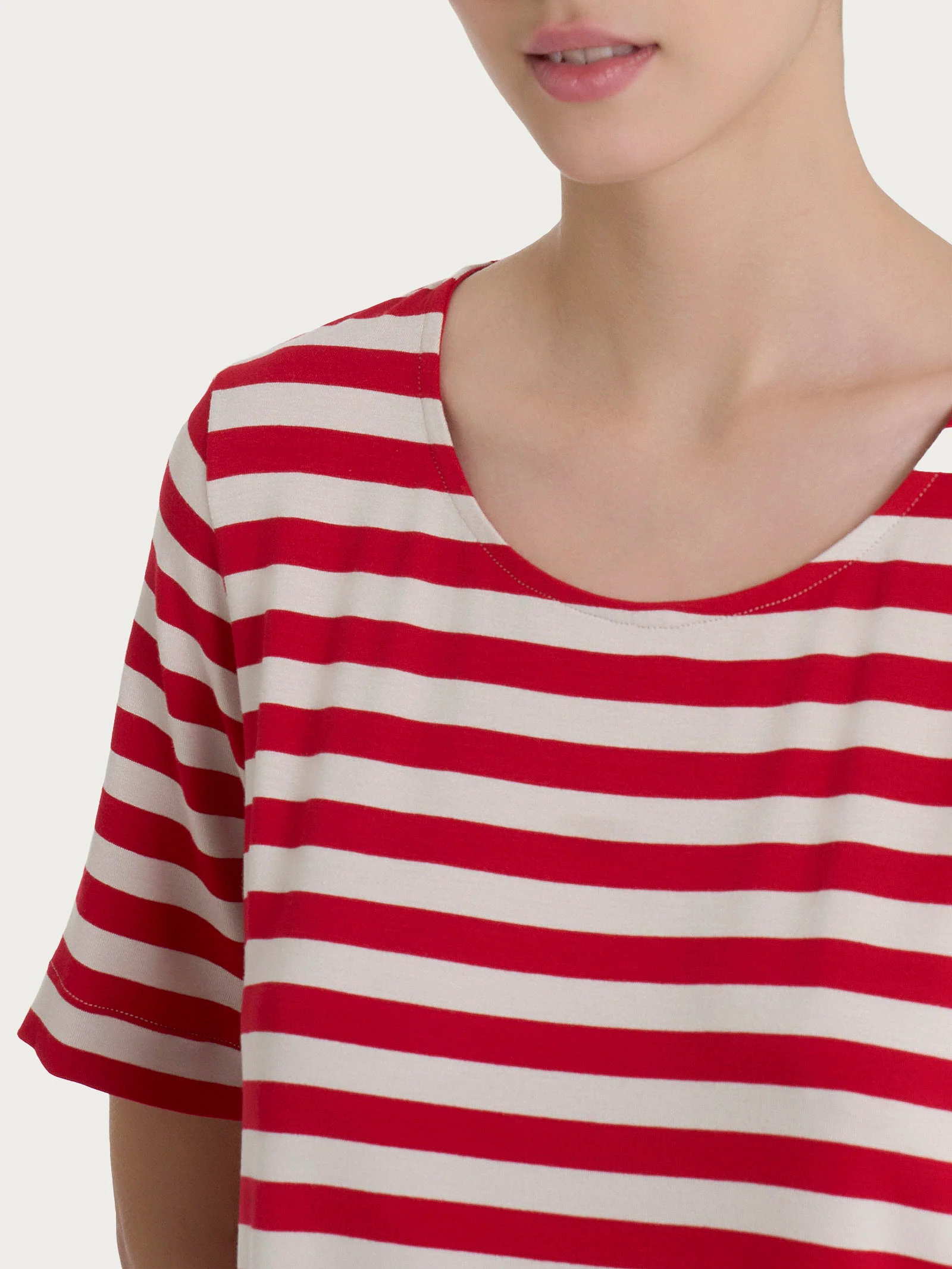 Maglietta girocollo con stripes in Viscosa Summer - Fant. Salsa Riga Pari - Image 3
