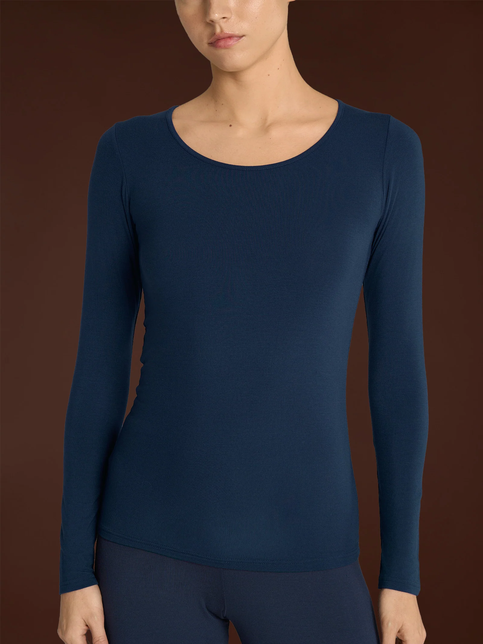 Maglietta girocollo in Eco Viscosa - Bleu - Image 2