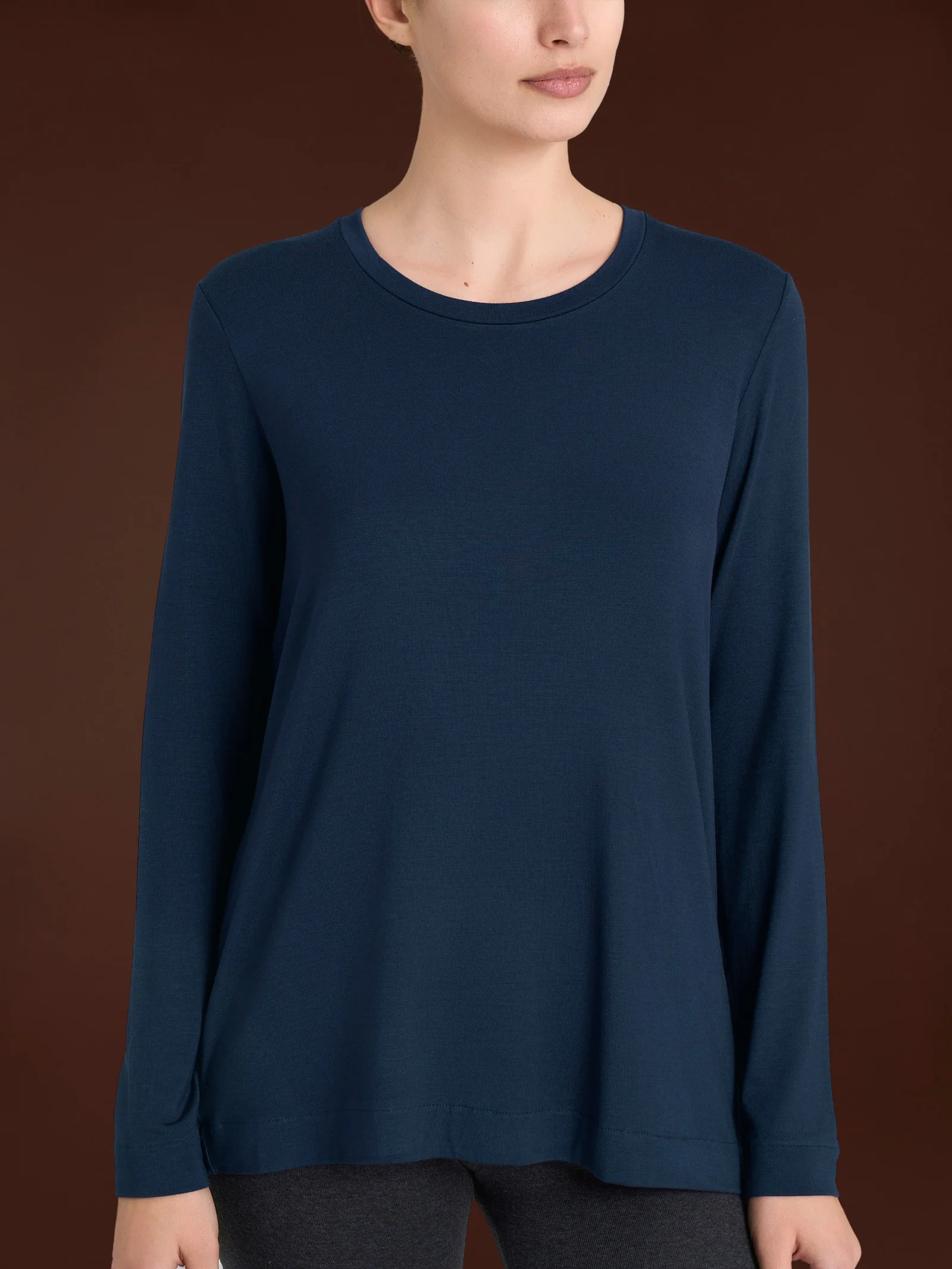 Maglietta girocollo in Eco Viscosa - Bleu
