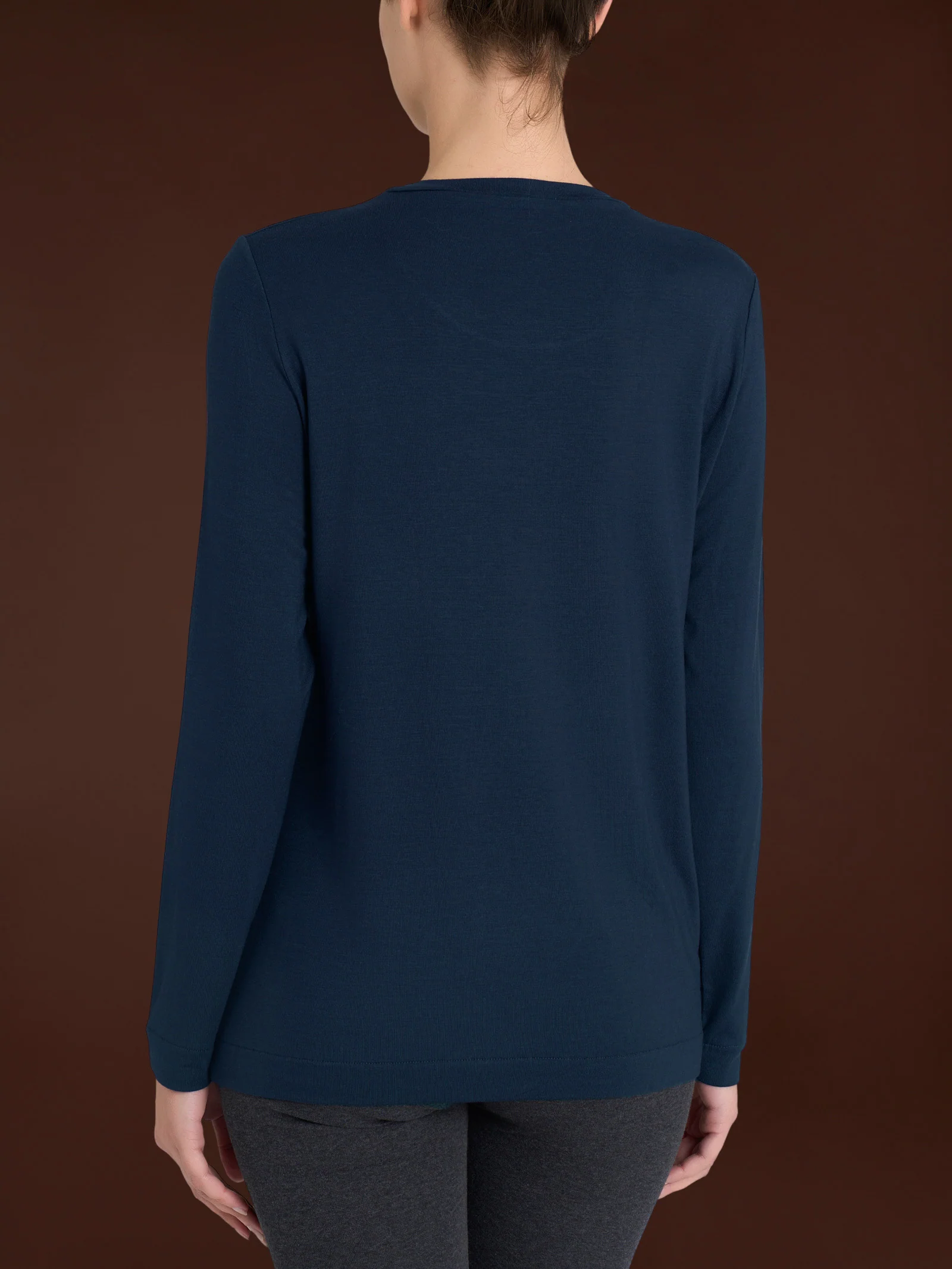 Maglietta girocollo in Eco Viscosa - Bleu - Image 2