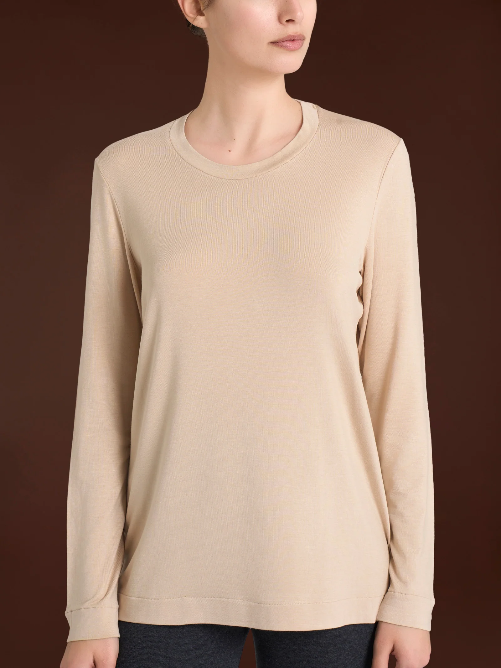 Maglietta girocollo in Eco Viscosa - Irish Cream