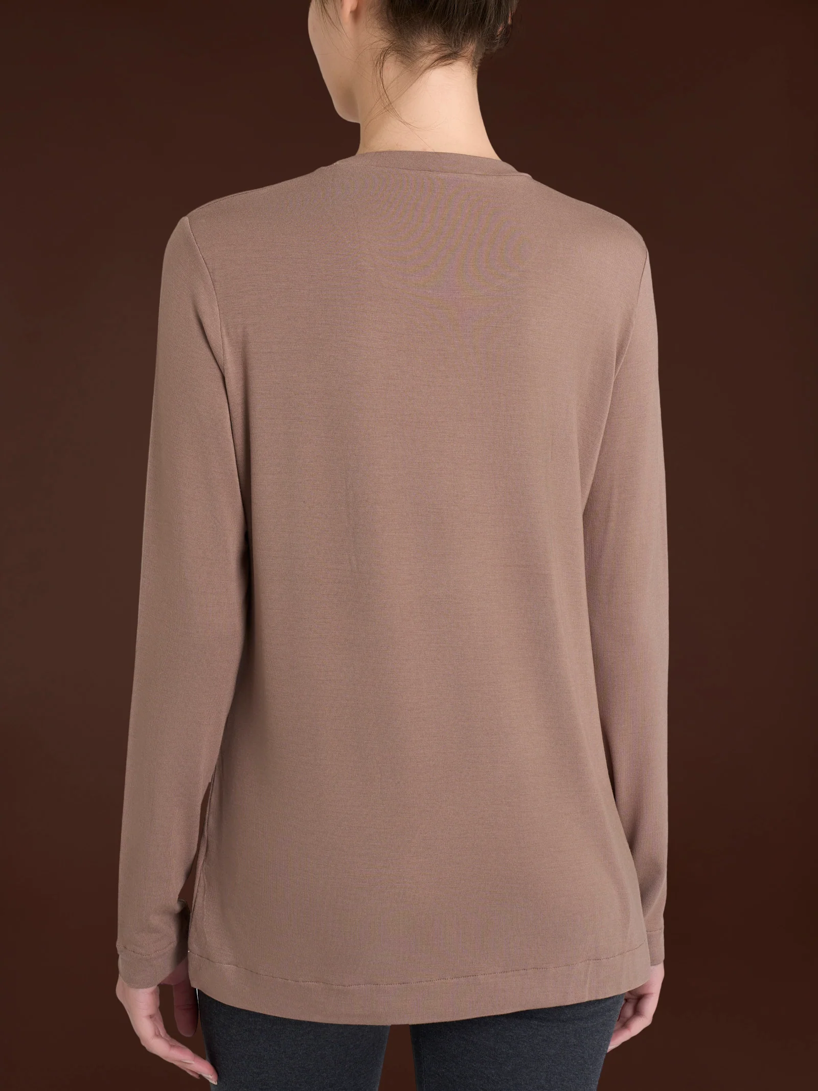 Maglietta girocollo in Eco Viscosa - Pine Bark - Image 2