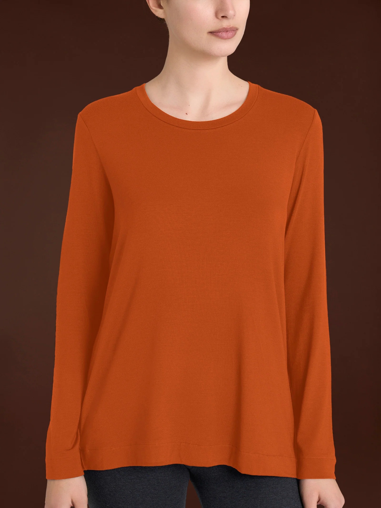 Maglietta girocollo in Eco Viscosa - Rust