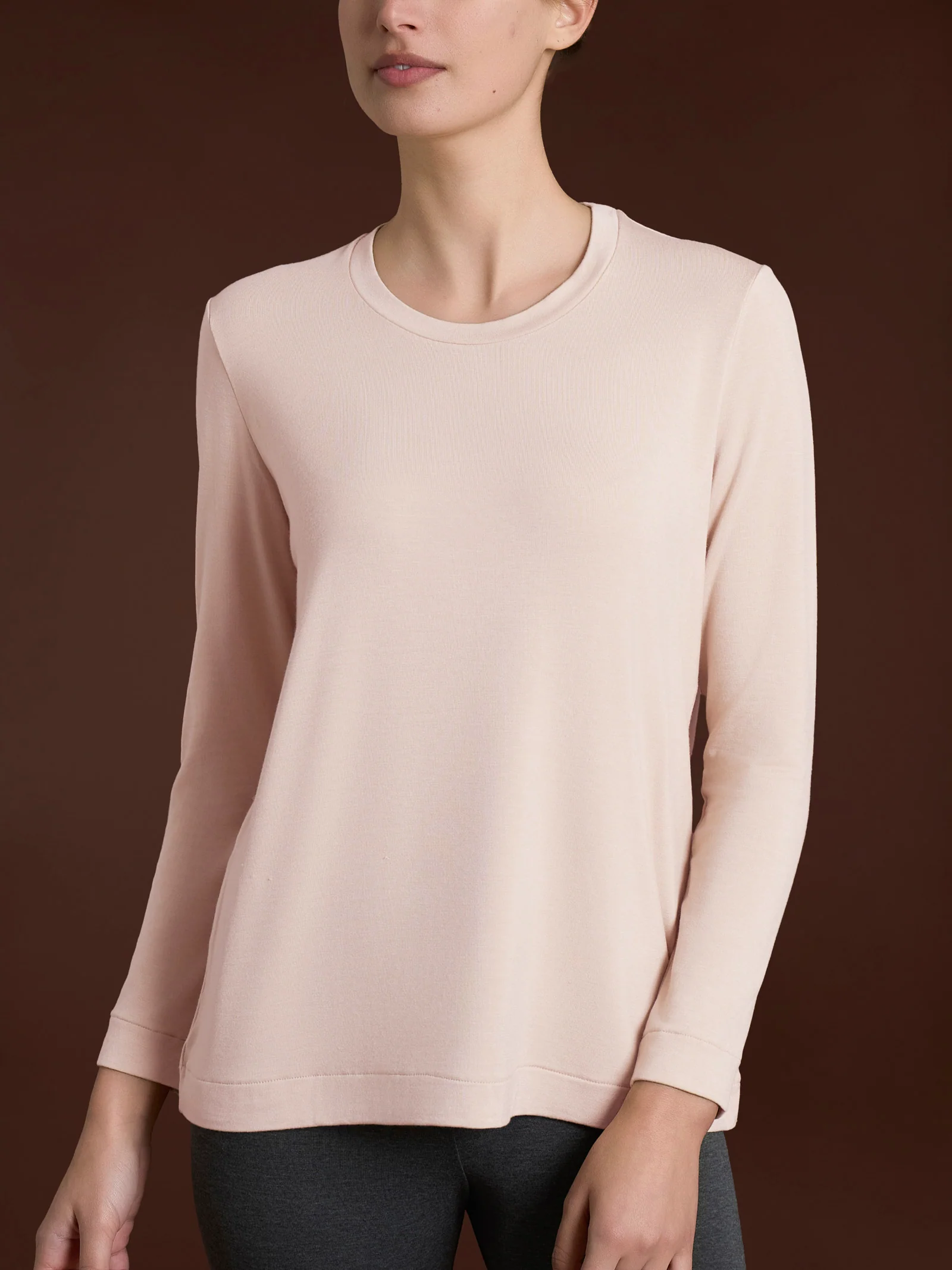 Maglietta girocollo in Eco Viscosa - Cameo Rose