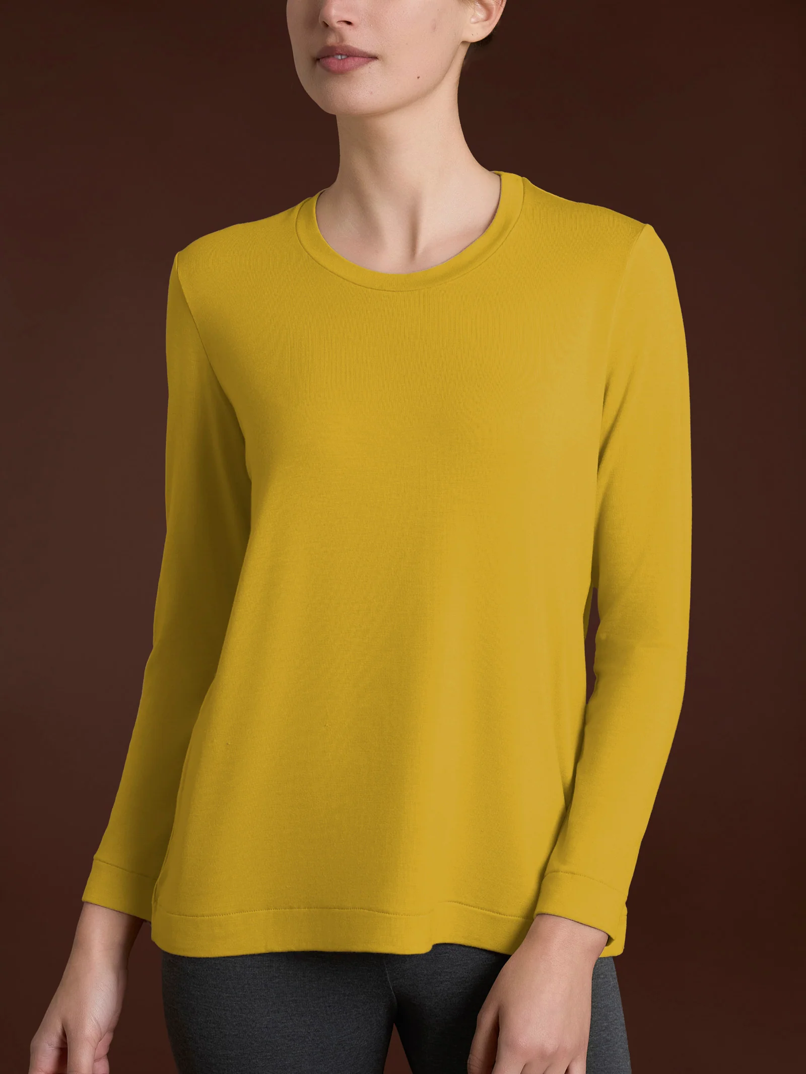 Maglietta girocollo in Eco Viscosa - Oil Yellow