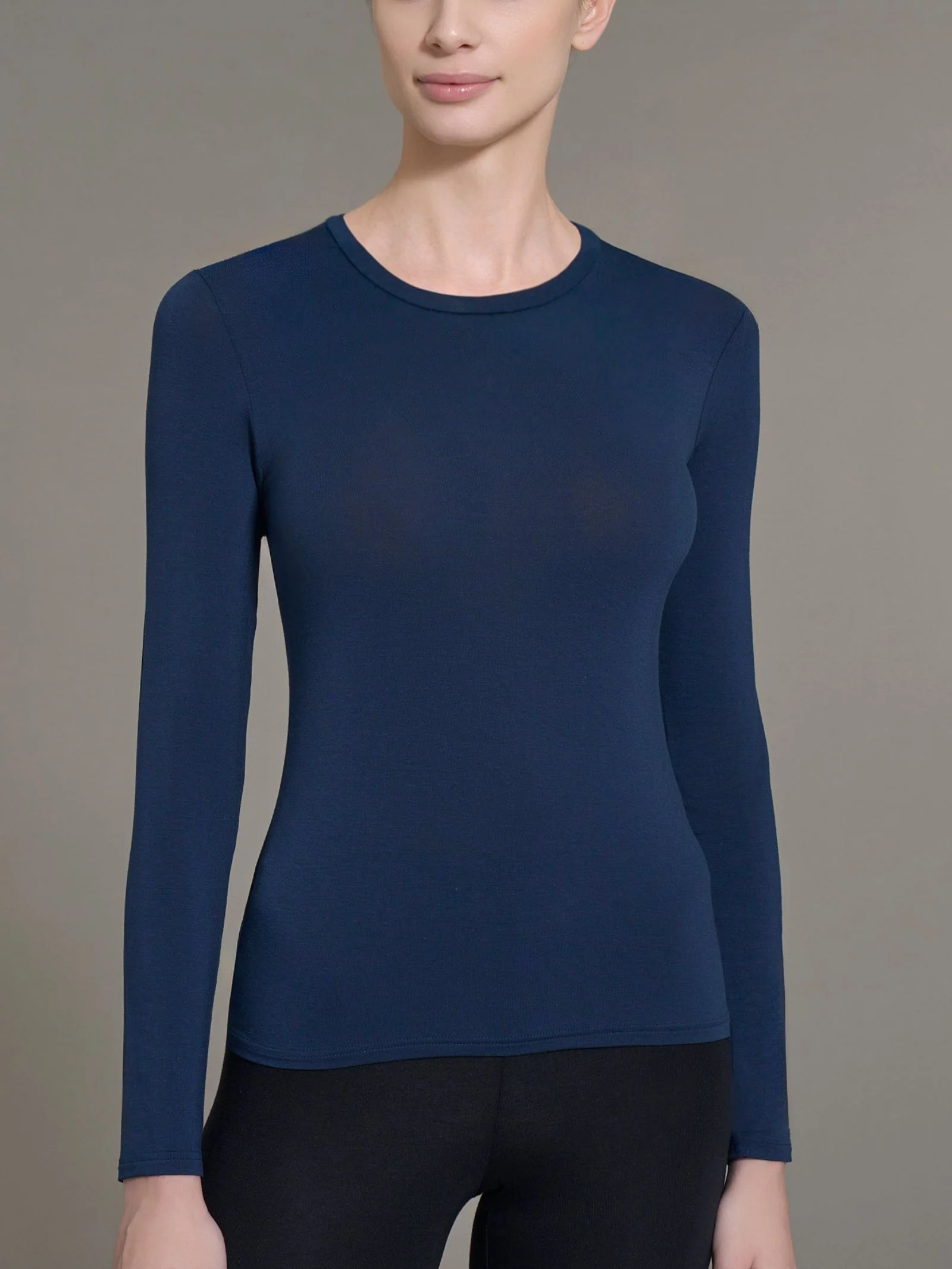 Maglietta girocollo in filato Tenderwool - Bleu - Image 2