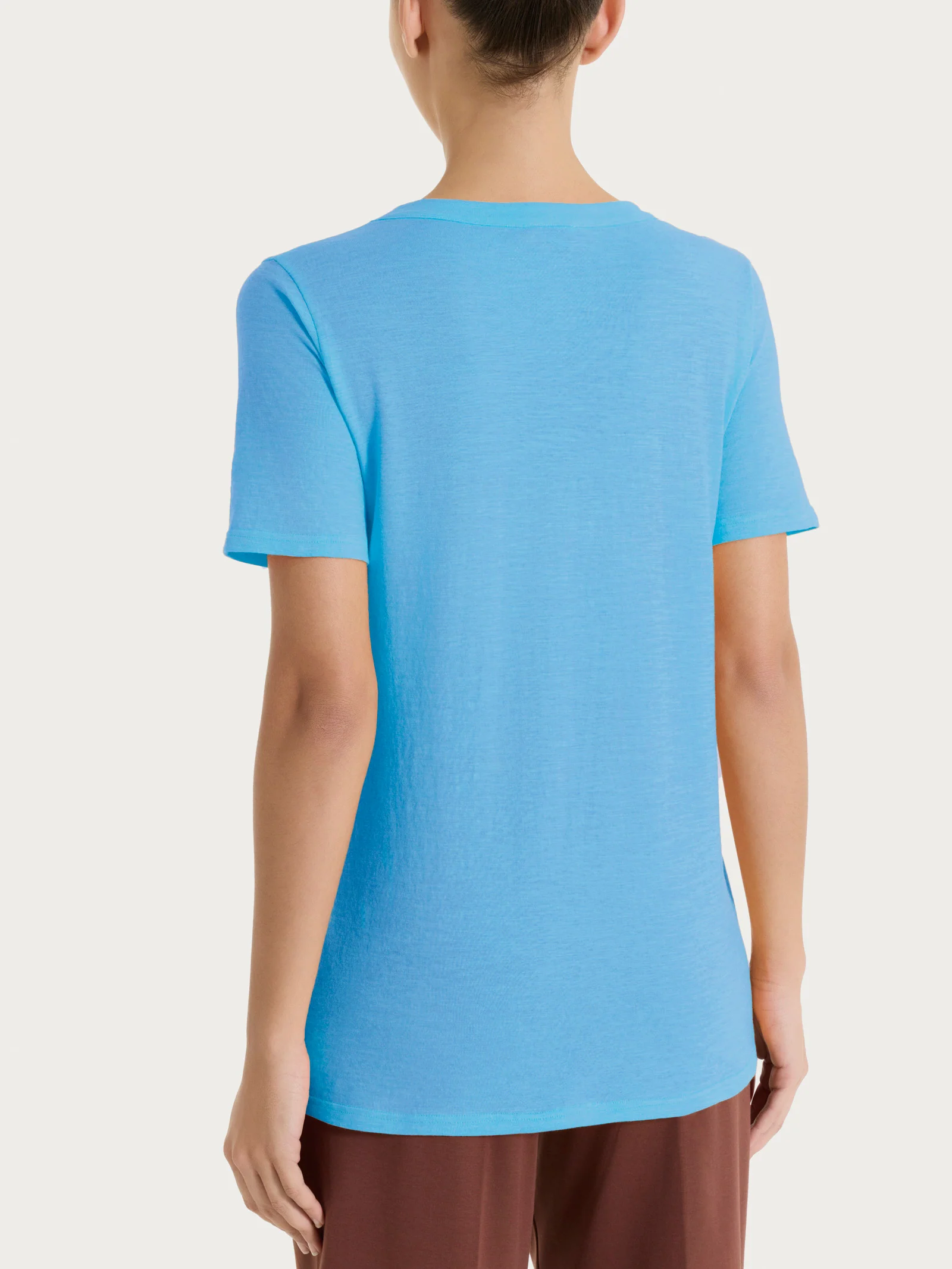 Maglietta girocollo in slub jersey di cotone - Azure Blue - Image 2