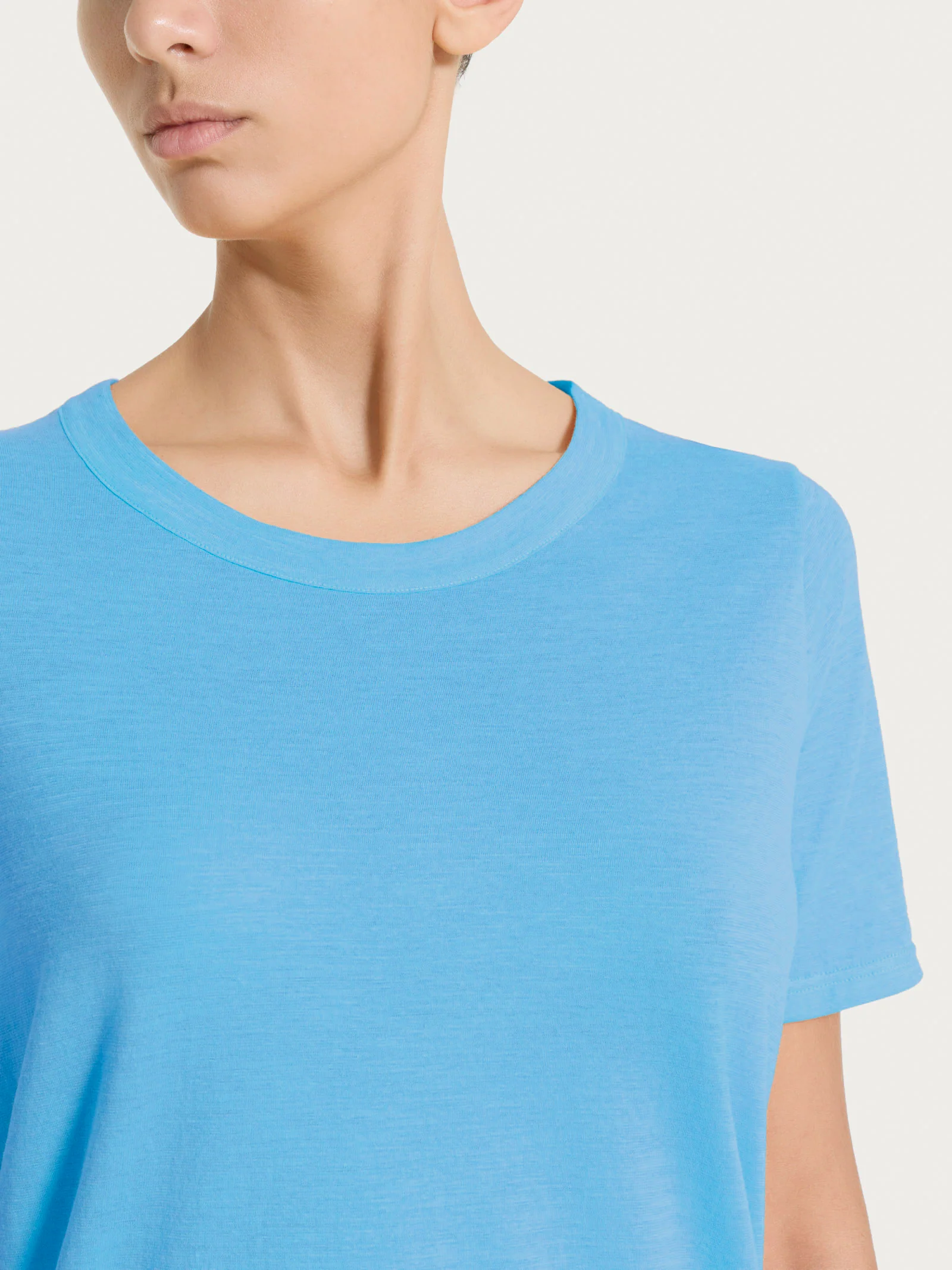 Maglietta girocollo in slub jersey di cotone - Azure Blue - Image 4