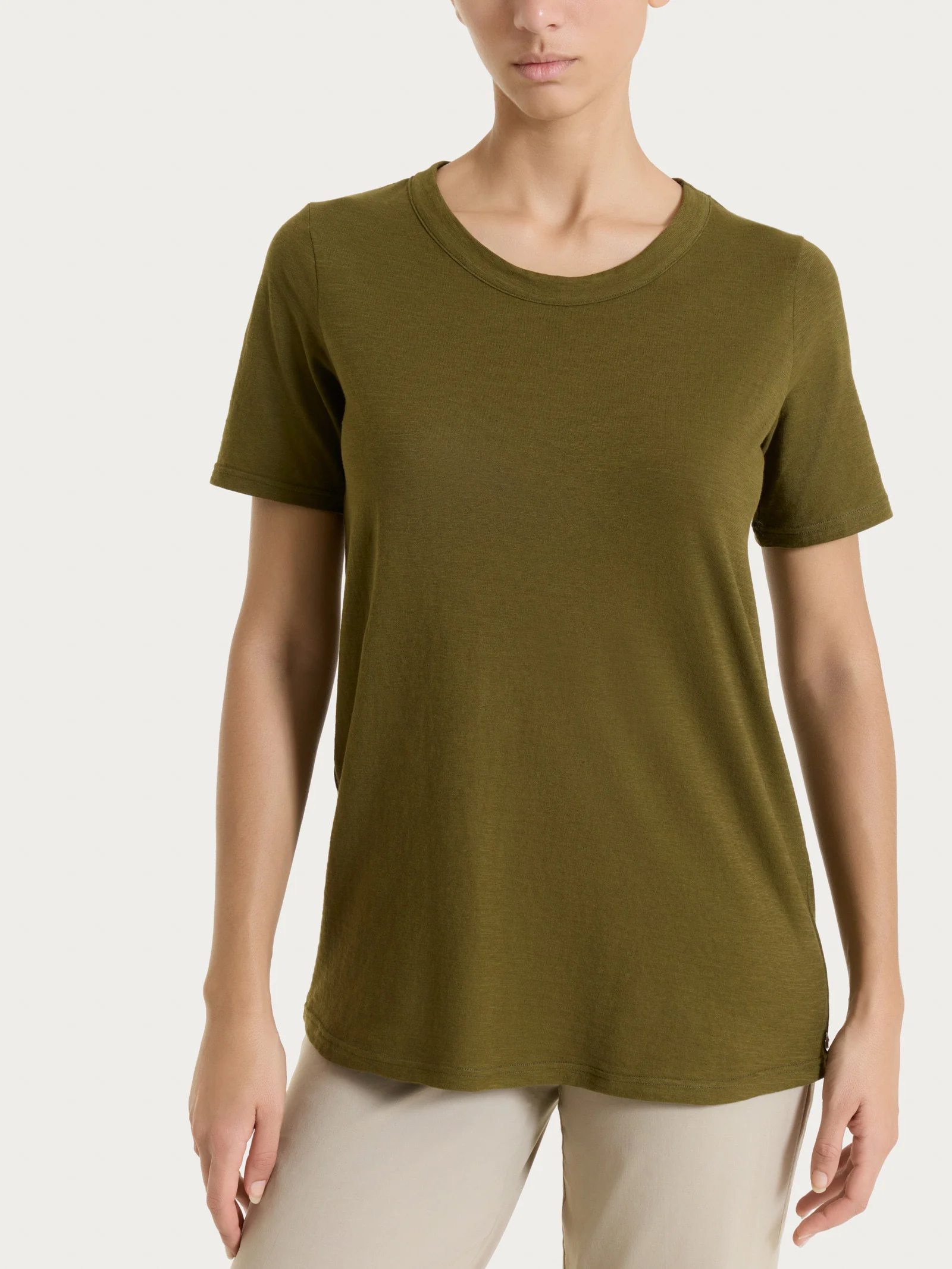 Maglietta girocollo in slub jersey di cotone - Dark Olive