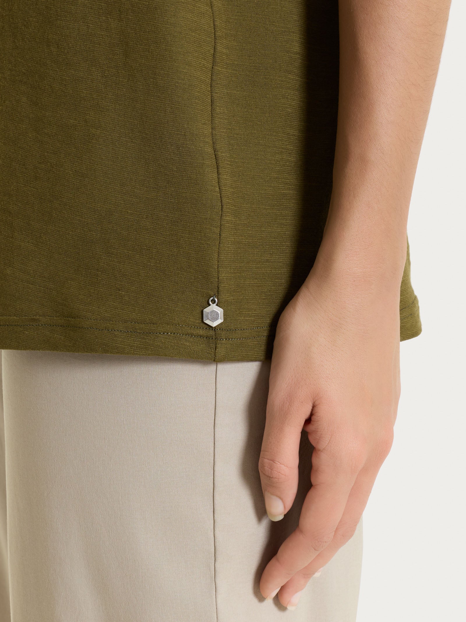Maglietta girocollo in slub jersey di cotone - Dark Olive - Image 3