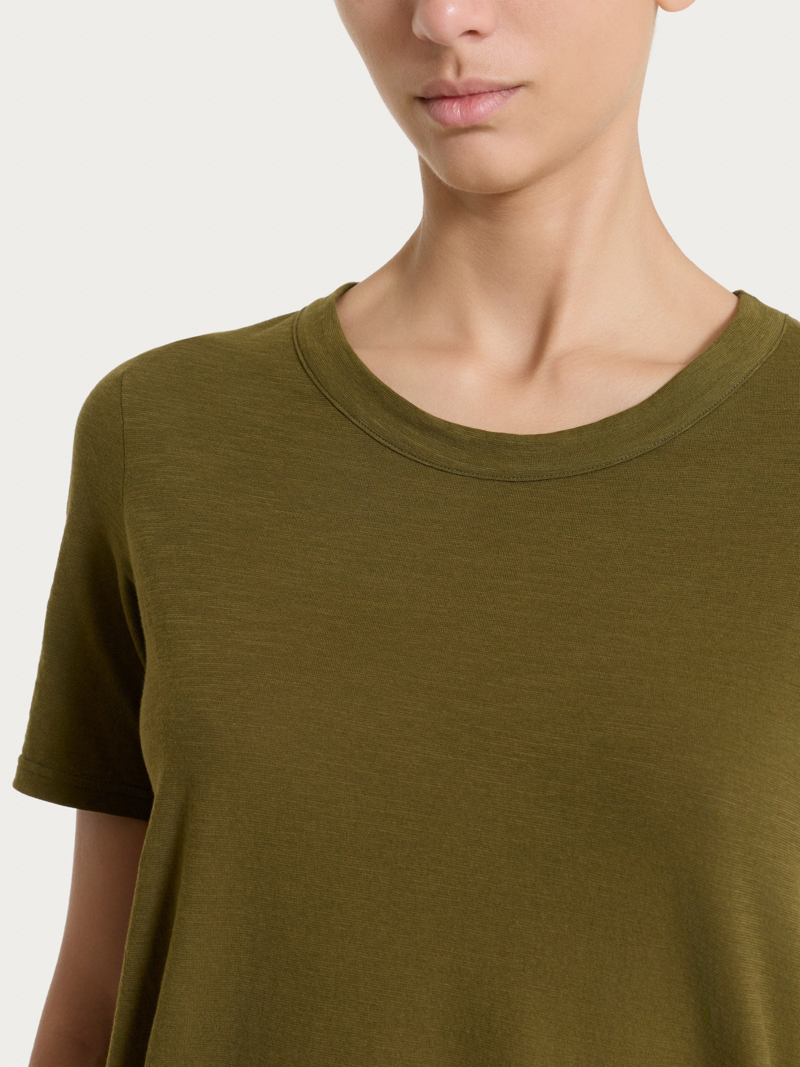 Maglietta girocollo in slub jersey di cotone - Dark Olive - Image 4