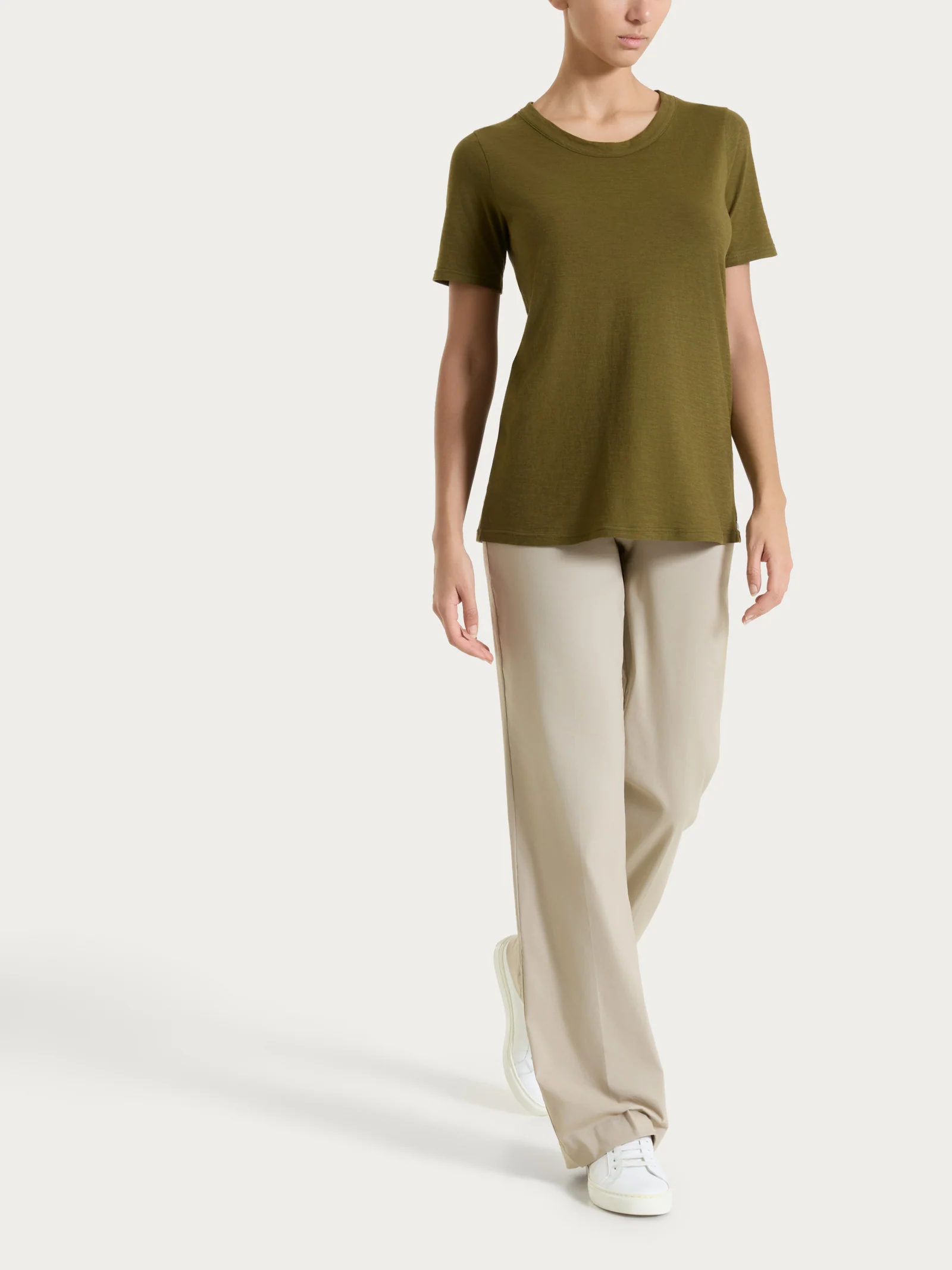 Maglietta girocollo in slub jersey di cotone - Dark Olive - Image 5