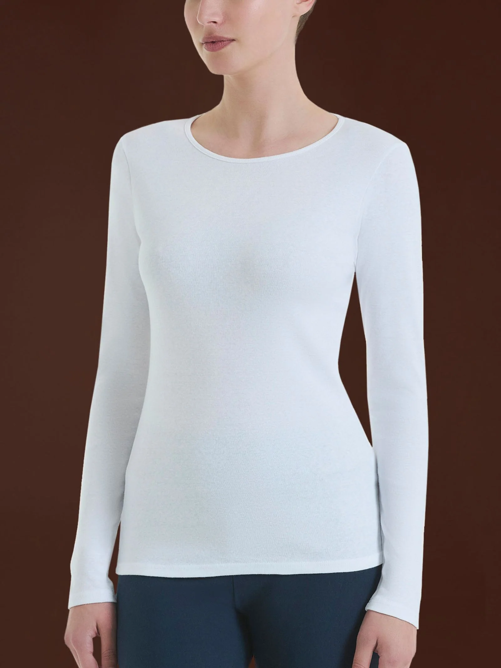 Maglietta girocollo in Thermo Cotton - Bianco