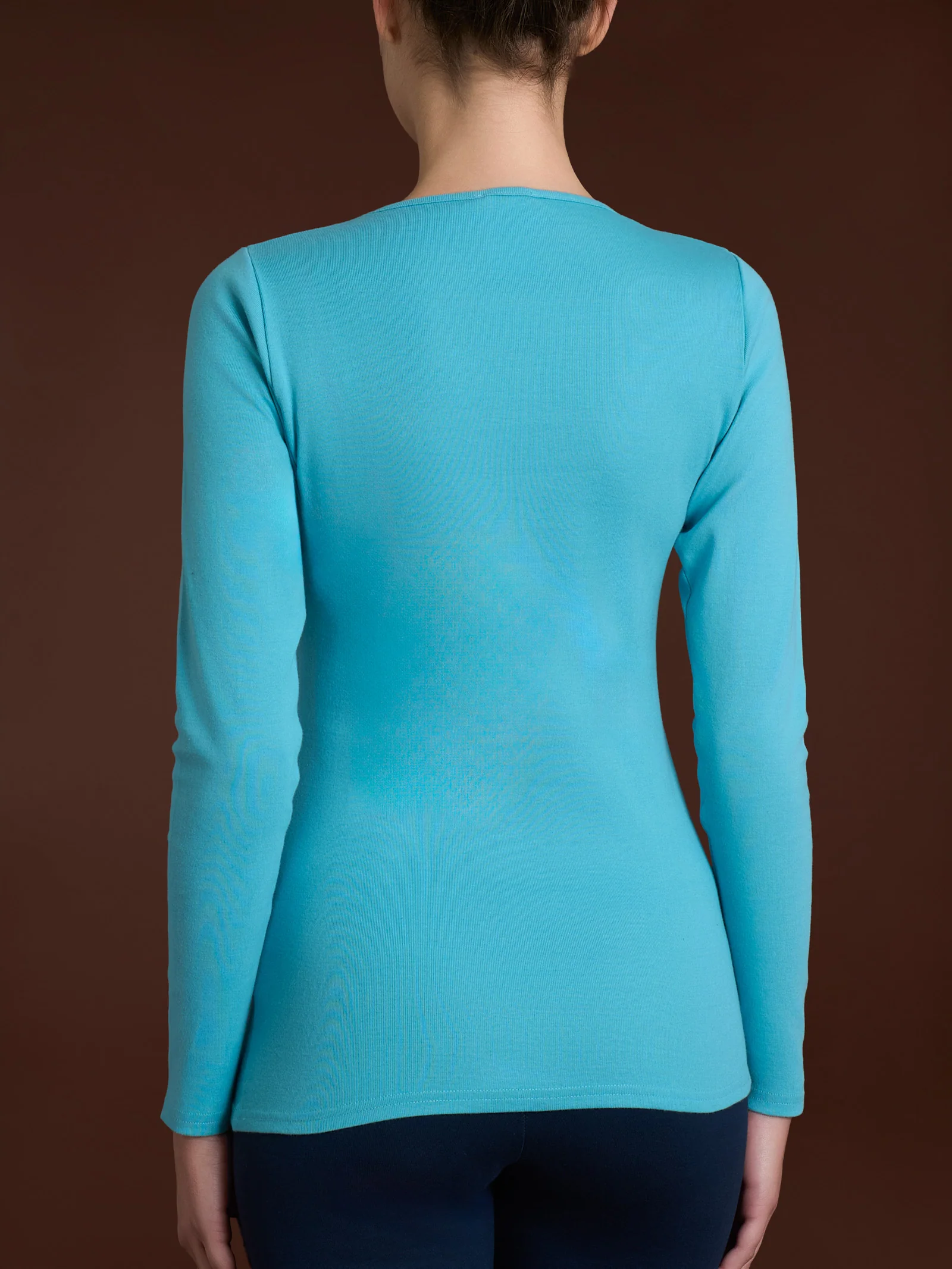 Maglietta girocollo in Thermo Cotton - Milky Blue - Image 2