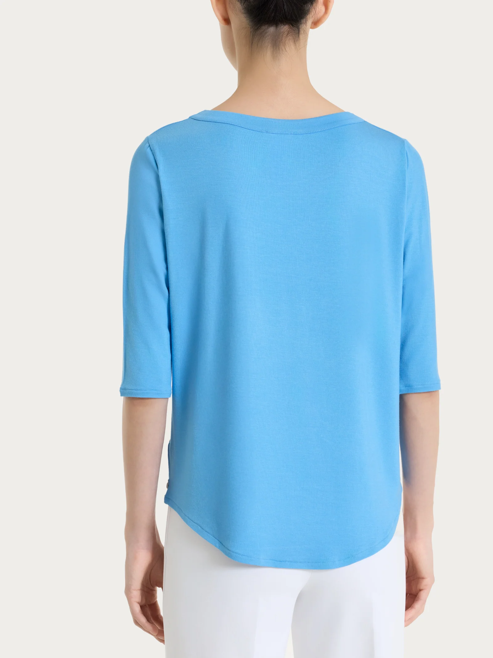 Maglietta girocollo in Viscosa Summer - Azure Blue - Image 2