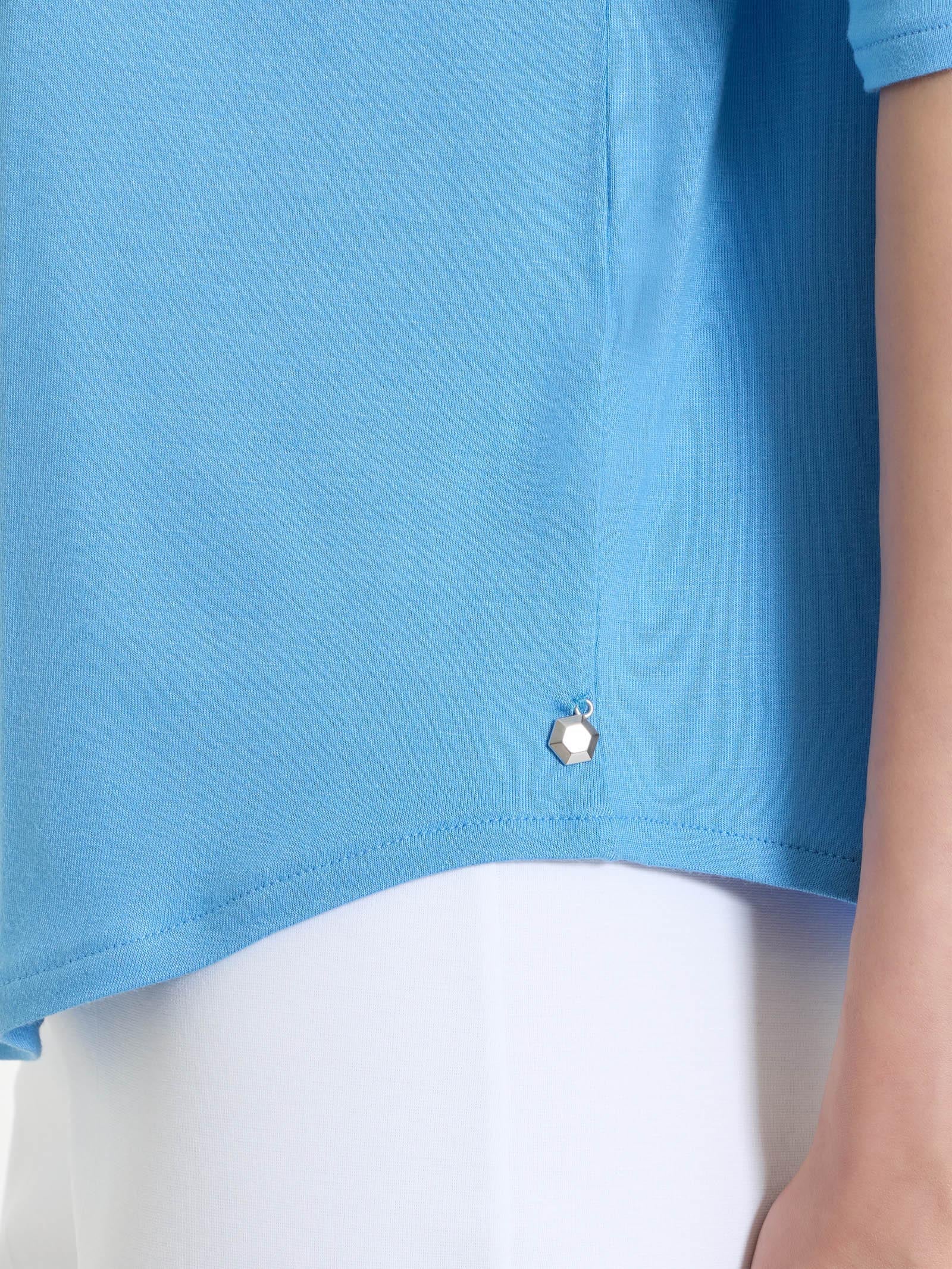 Maglietta girocollo in Viscosa Summer - Azure Blue - Image 3