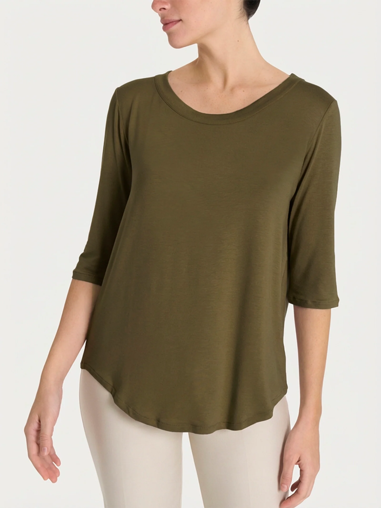 Maglietta girocollo in Viscosa Summer - Dark Olive