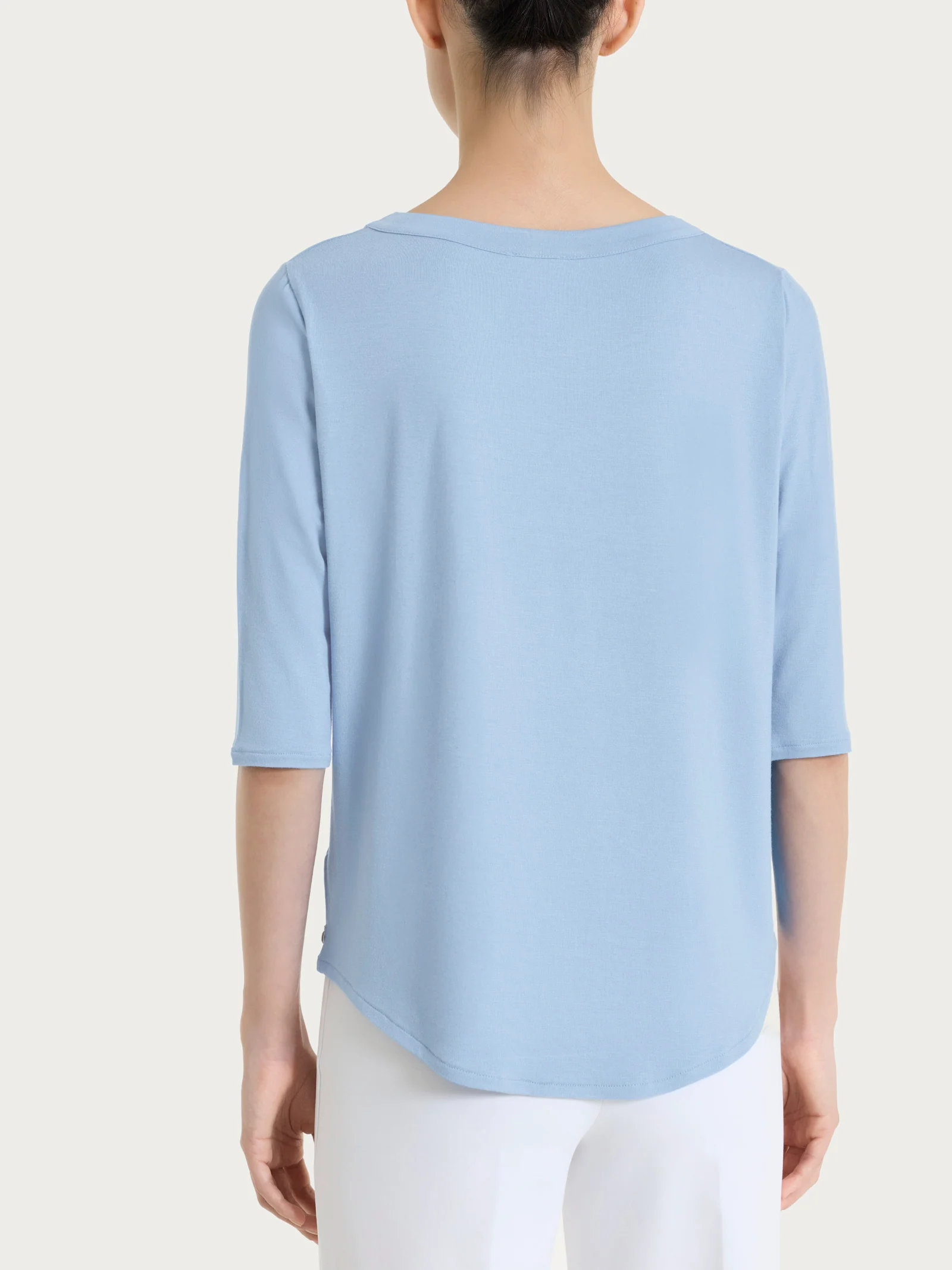 Maglietta girocollo in Viscosa Summer - Dusty Blue - Image 2