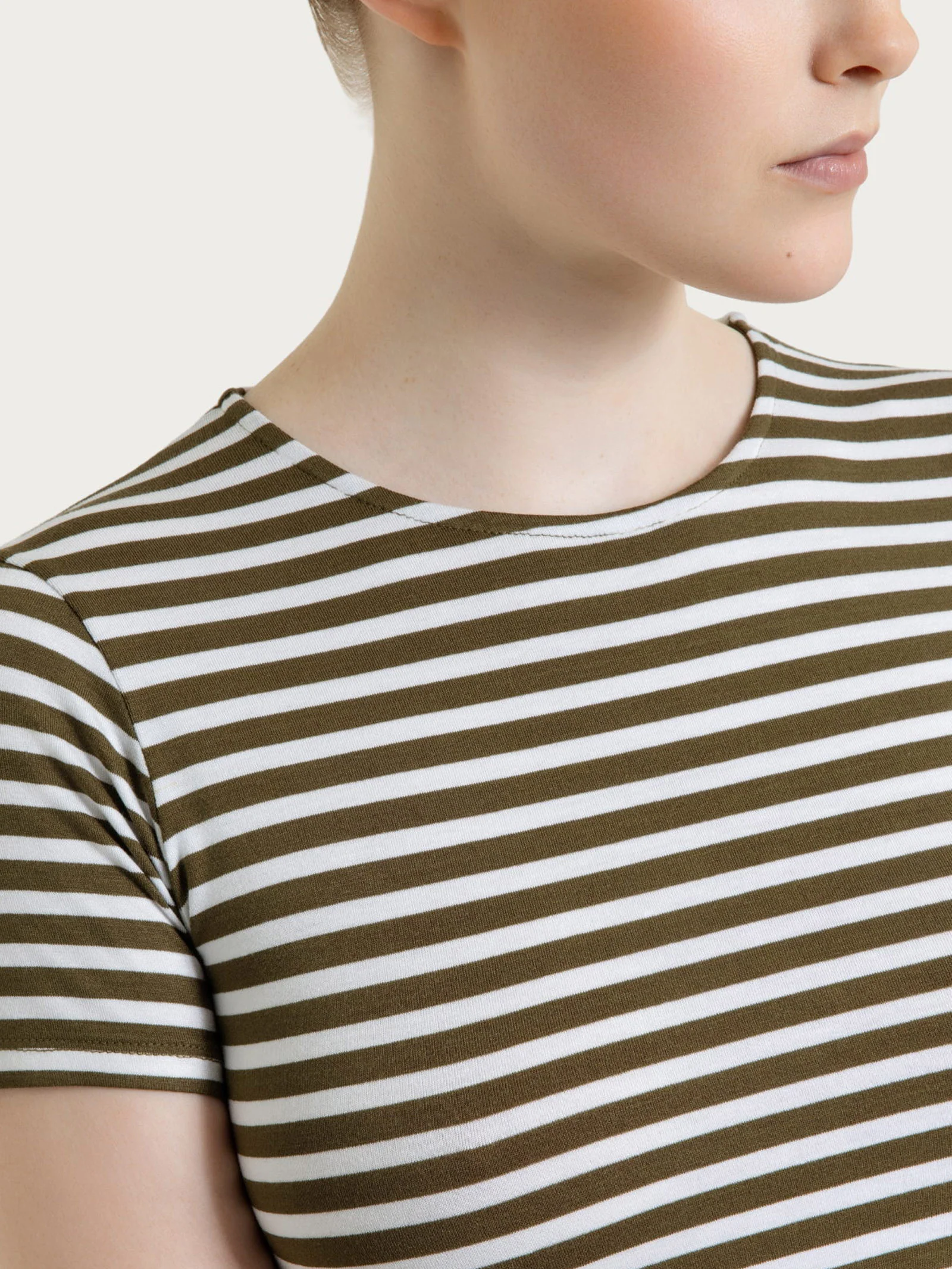Maglietta skinny a righe in Viscosa Summer - Fant. Dark Olive riga pari - Image 3