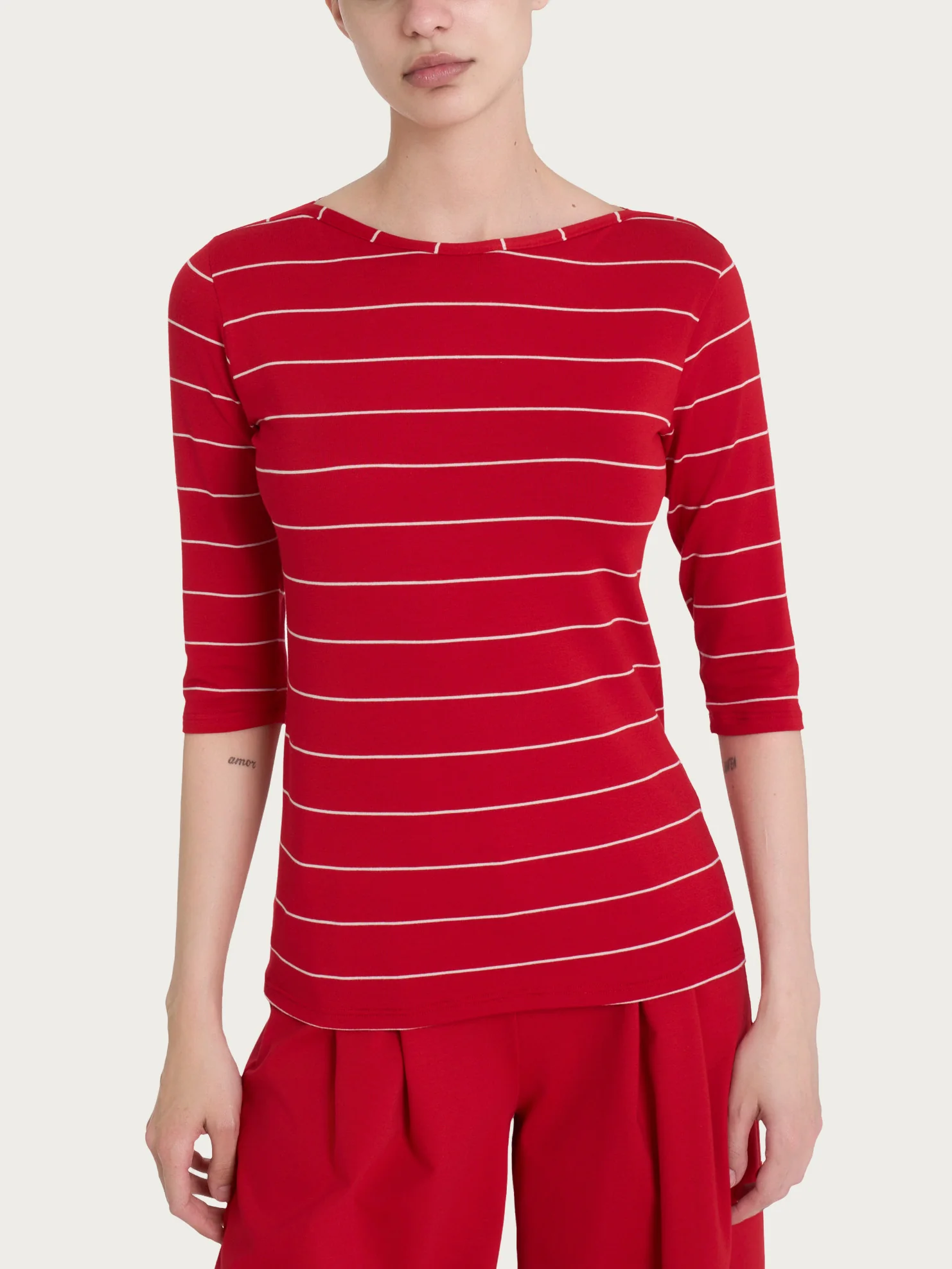 Maglietta skinny con stripes spaziate in Viscosa Summer  - Fant. Salsa Riga Spaziata
